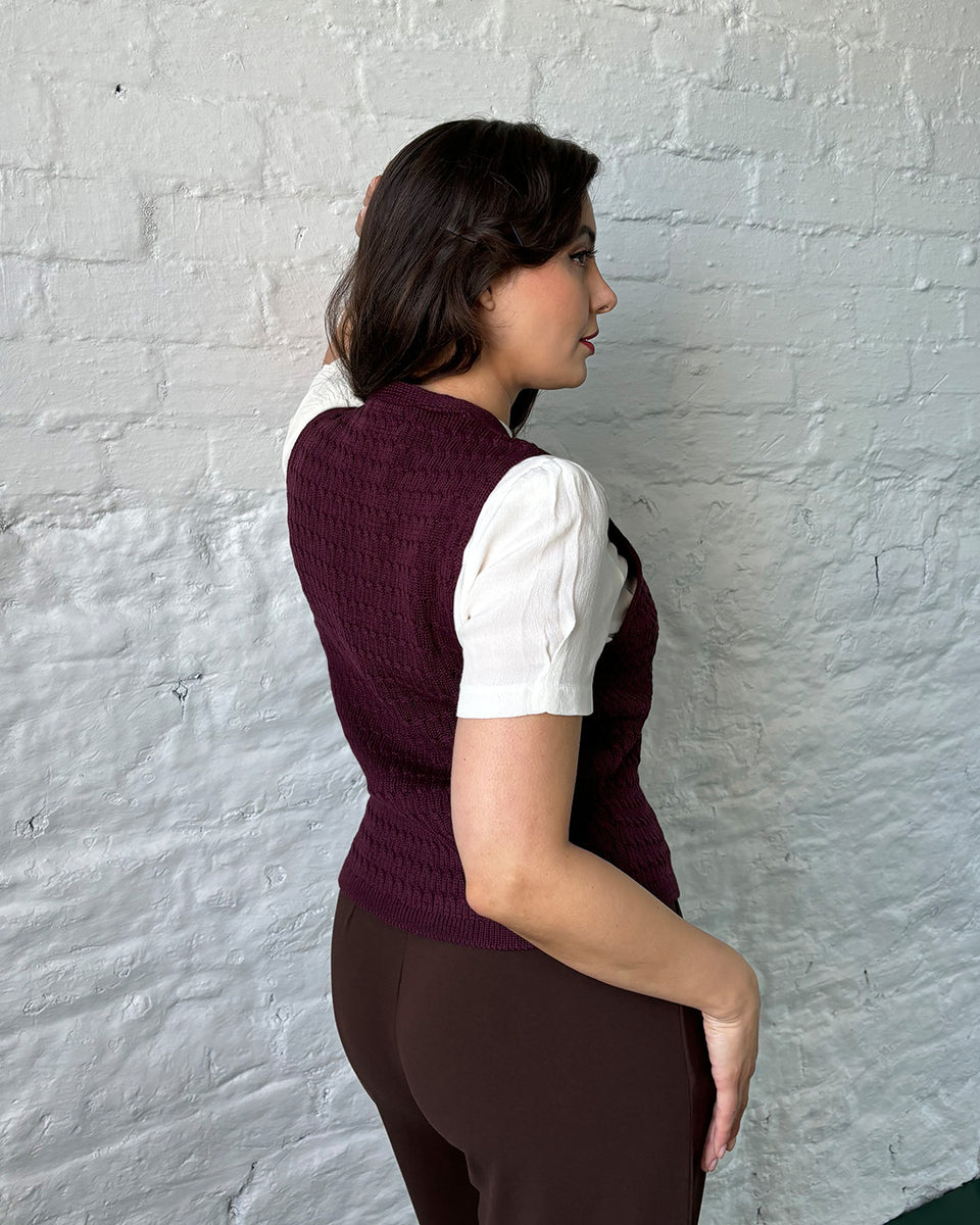 The House of Foxy Knitted Waistcoat - Egg Plant
