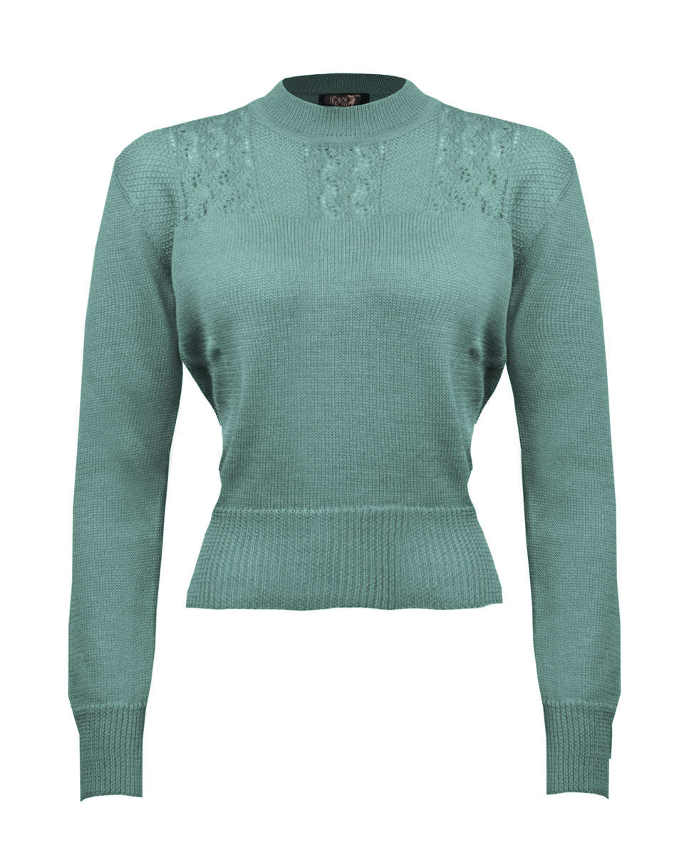 The House of Foxy Homebird Knit Sweater - Wild Mint Lily Scarlet