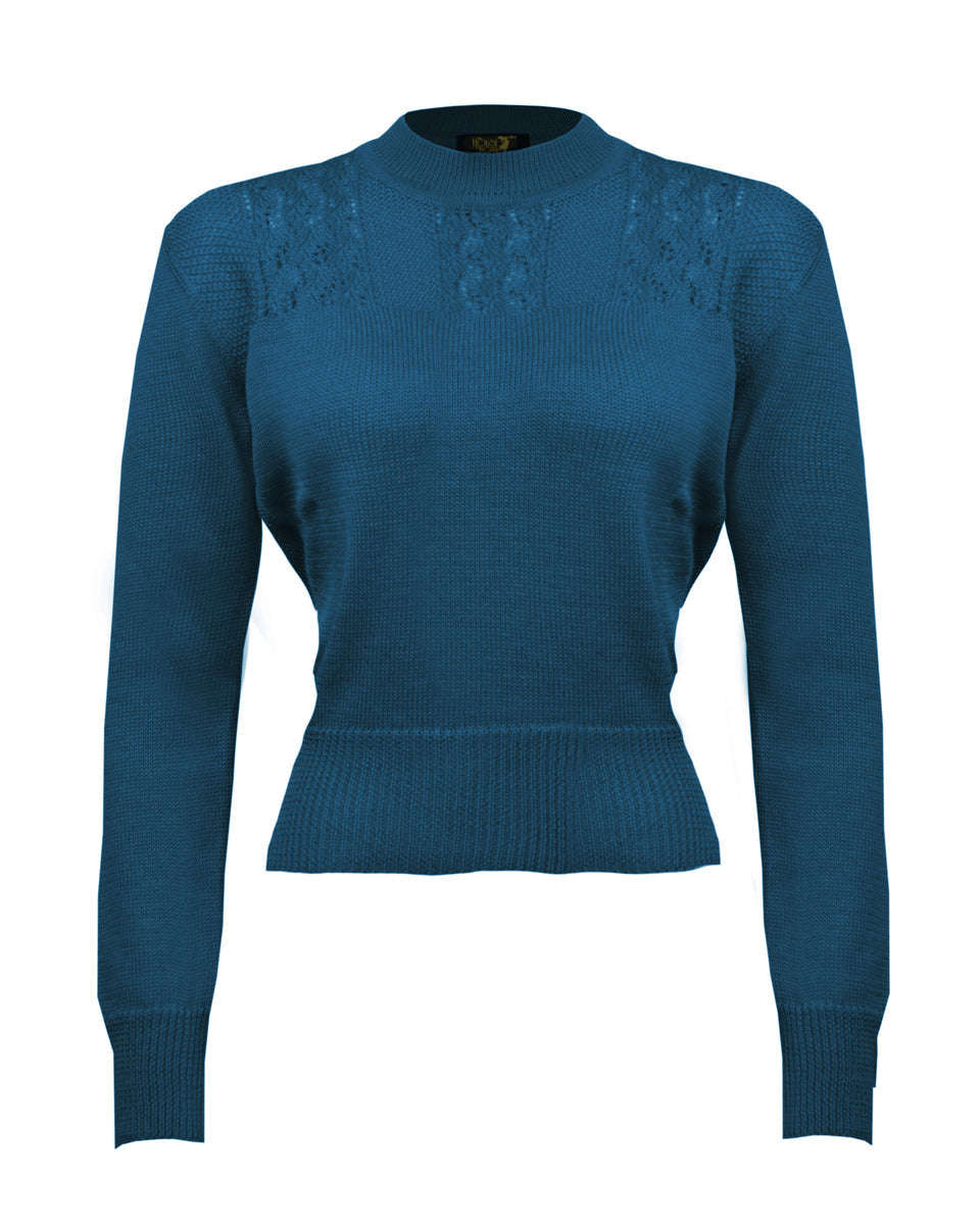 The House of Foxy Homebird Knit Sweater - Petrol Lily Scarlet