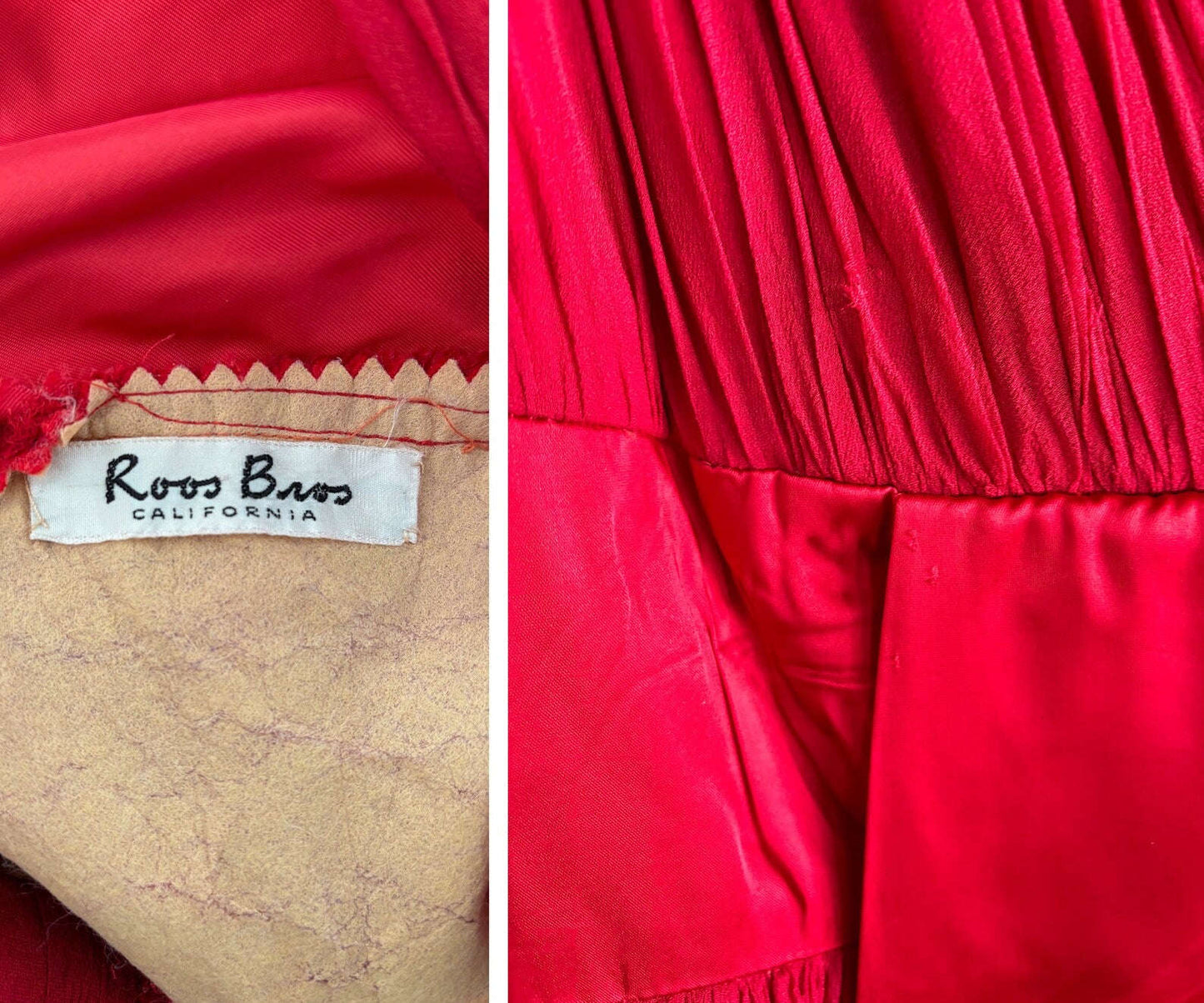 XS | 1950s Red 'Roos Bros' Chiffon Dress Lily Scarlet