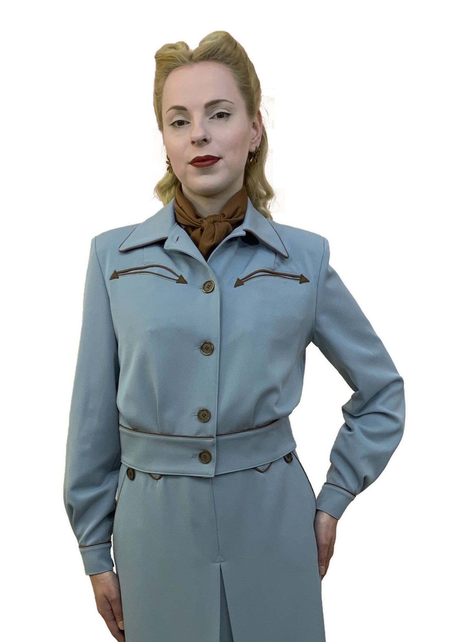 Lily-Mae 1940s Western Jacket Blue - Made to Order