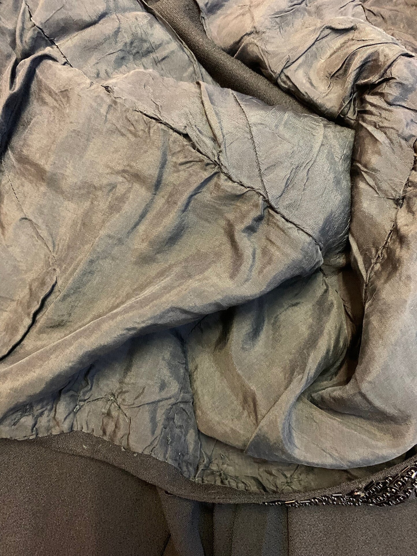 S | Vintage 1930s/1940s Wool Crepe Beaded Dress