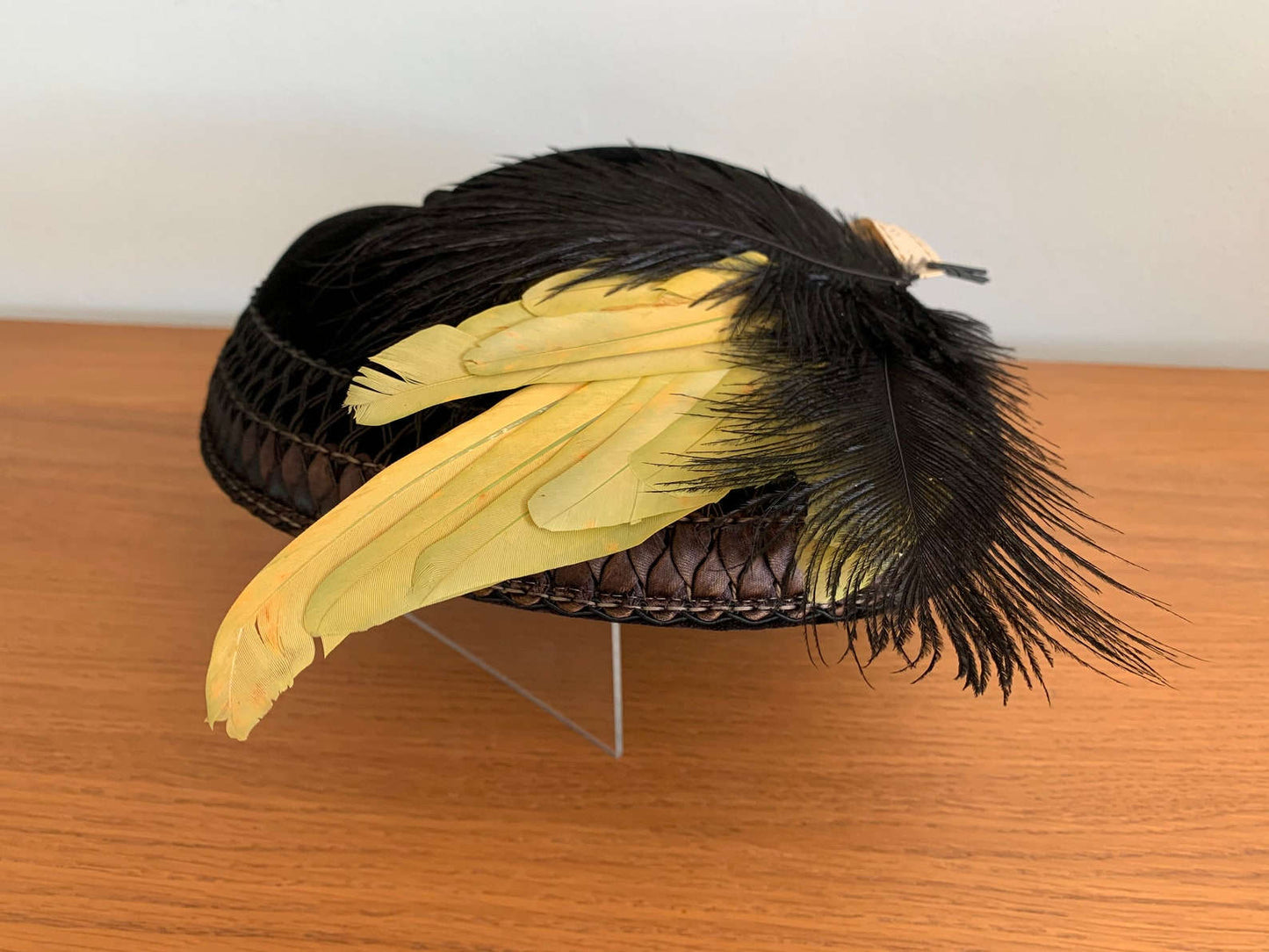 Antique Large Millinery Feather Piece Lily Scarlet
