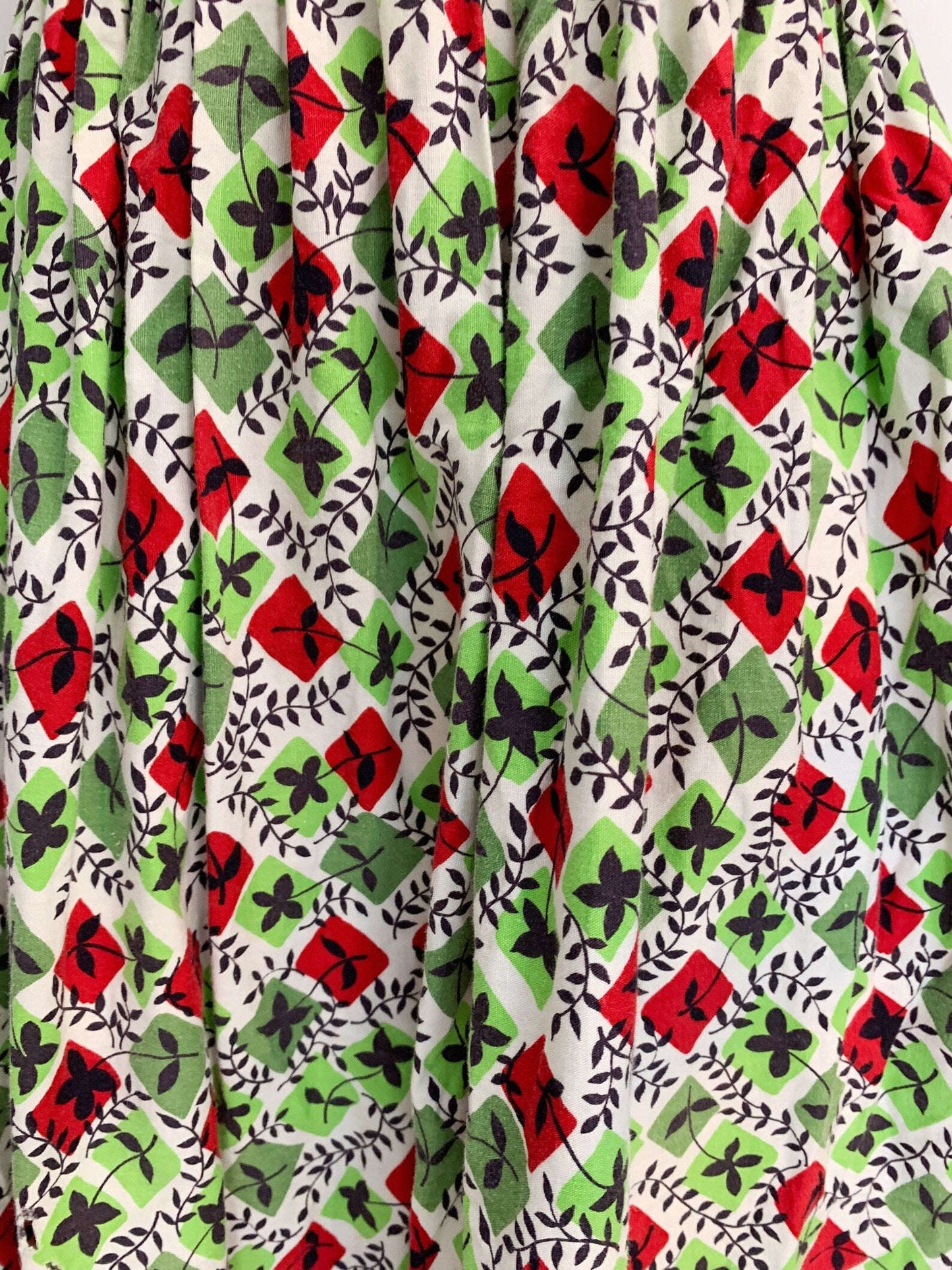 S/M | 1940s Cotton Flower Dress Lily Scarlet