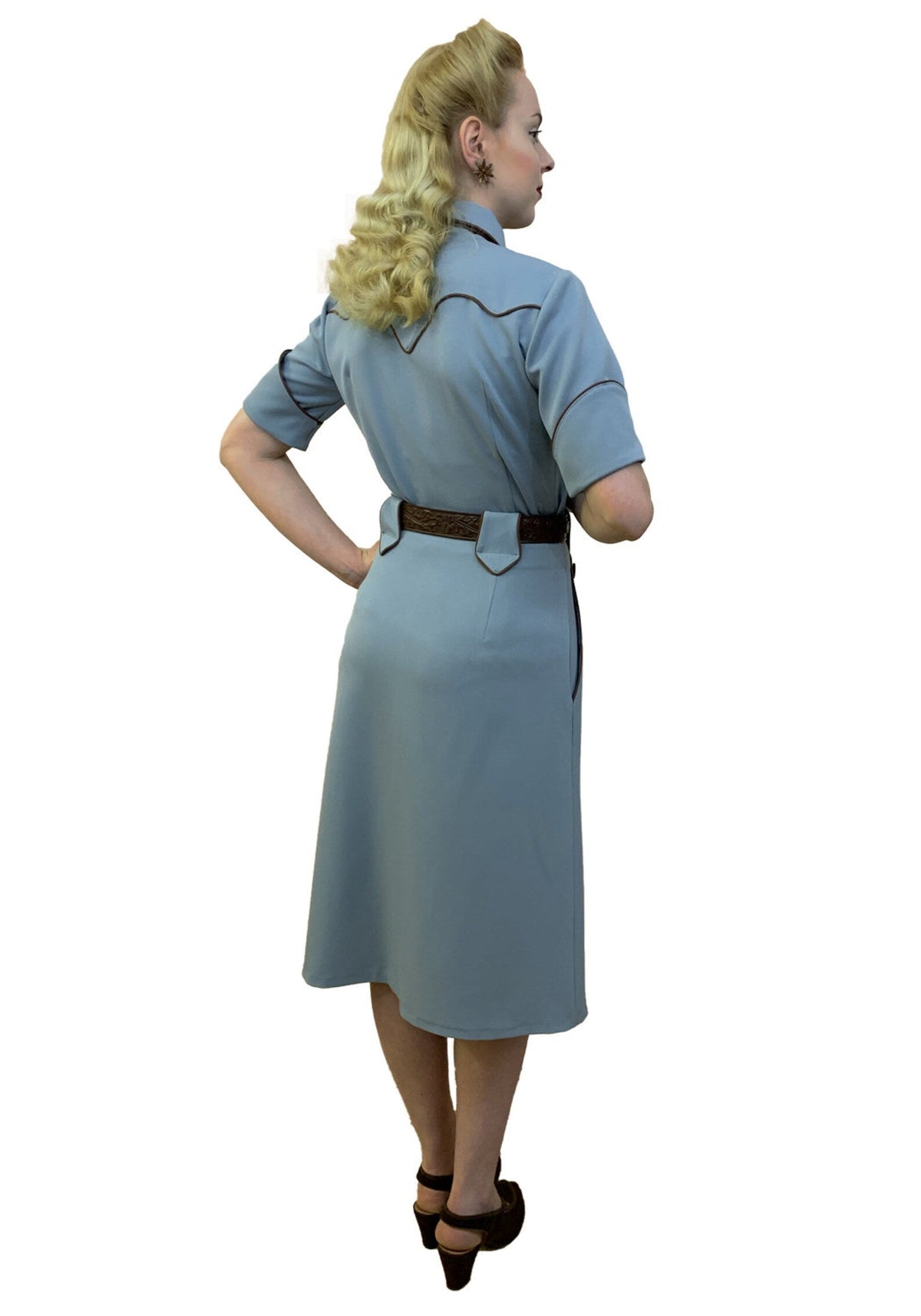Lorraine 1940s Western Blouse Blue - Made to Order Lily Scarlet