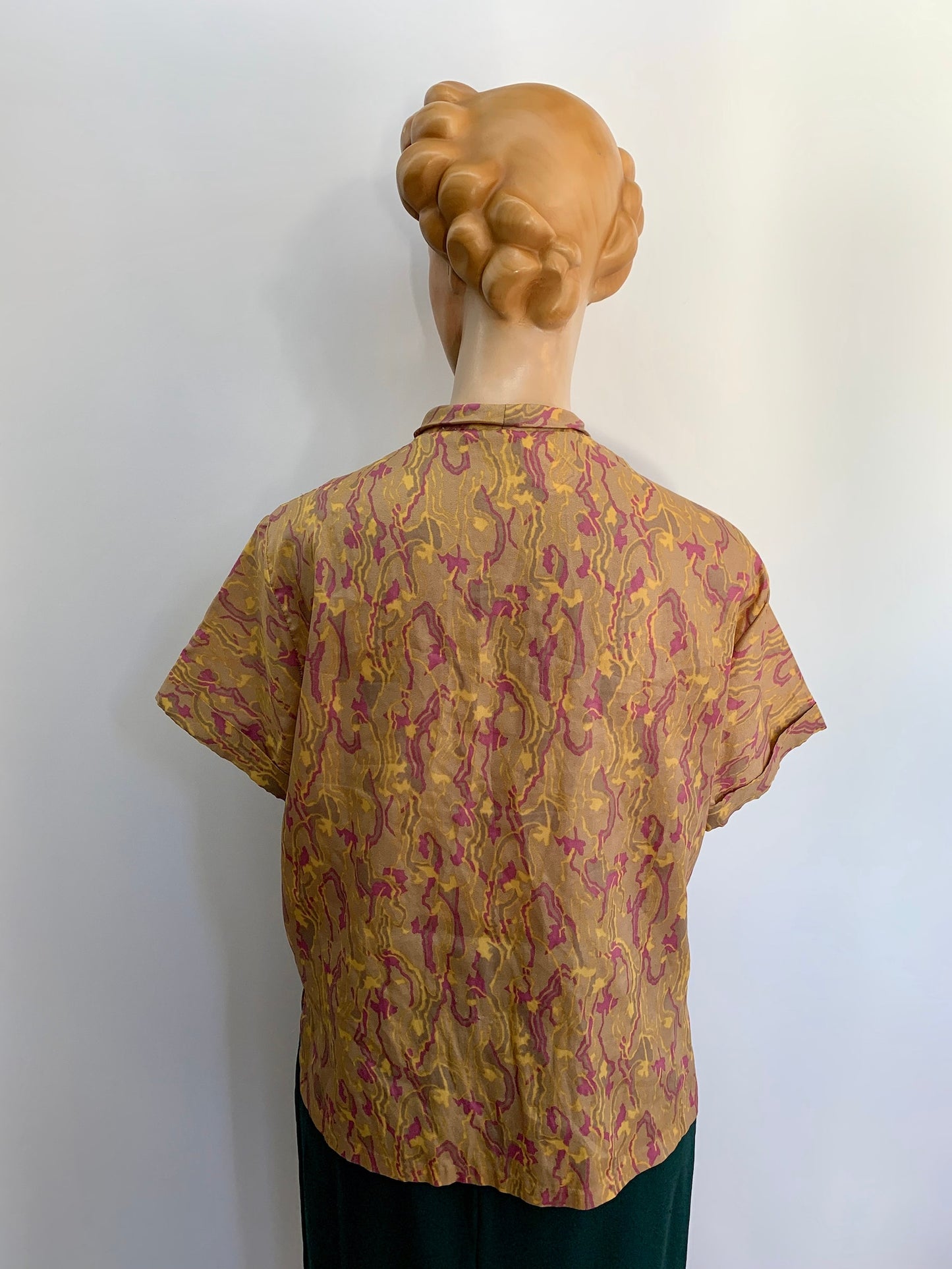 XXL | 1960s Silky Pussy Bow Blouse