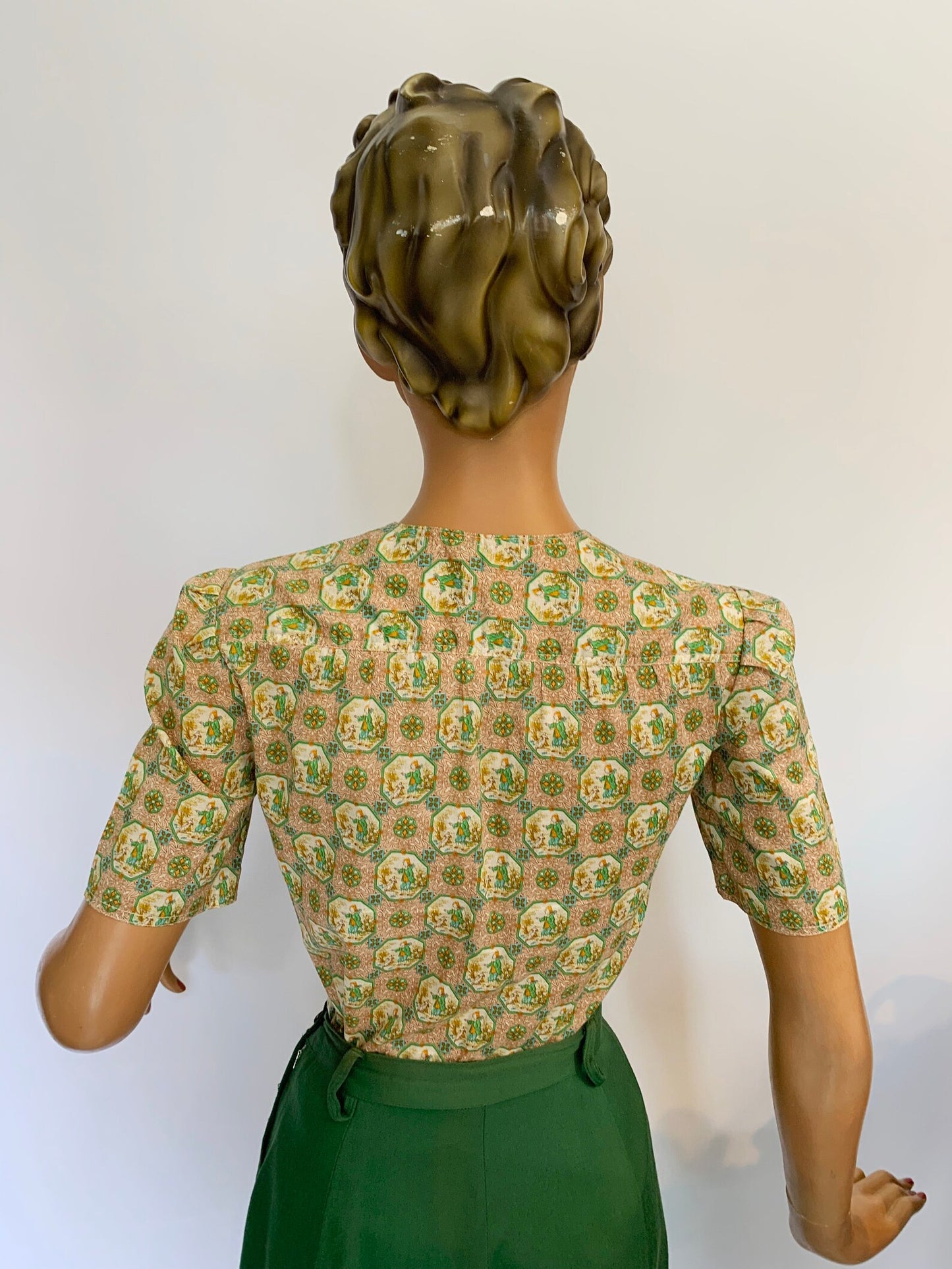XS | 1970s Does 1940s Poplin Blouse