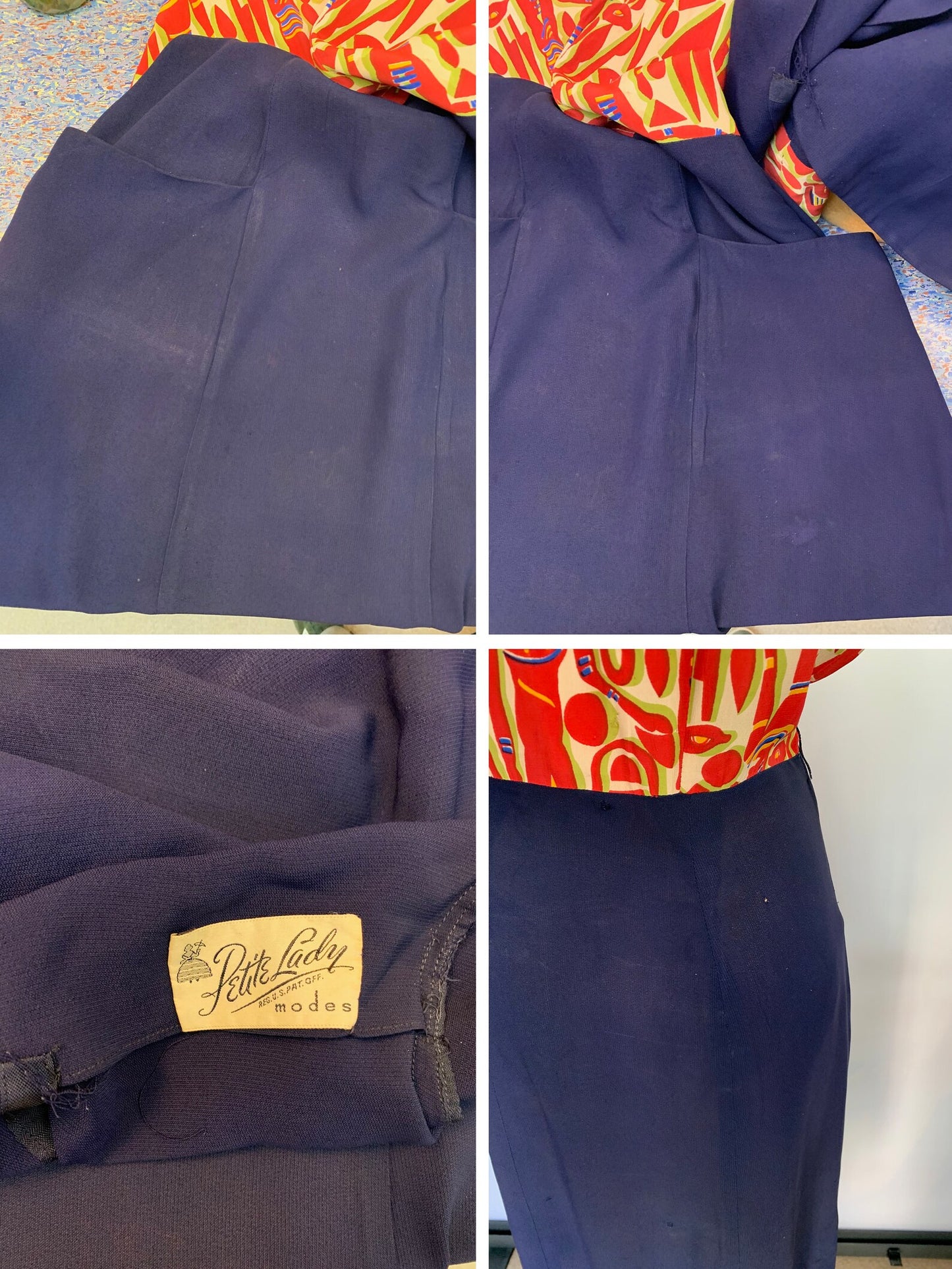 S/M | 1940s 'Petite Lady' Rayon / Gabardine Egyptian Novelty Print Dress and Bolero Set