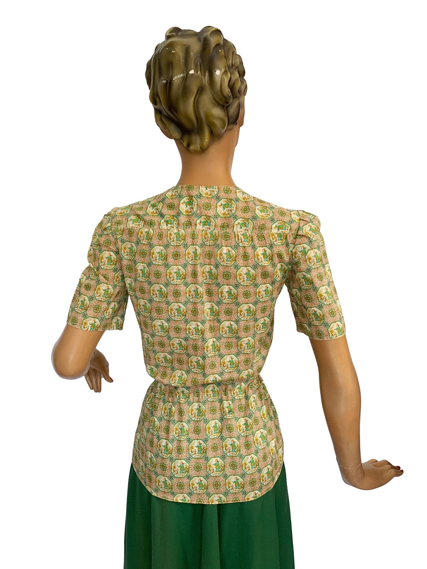 XS | 1970s Does 1940s Poplin Blouse