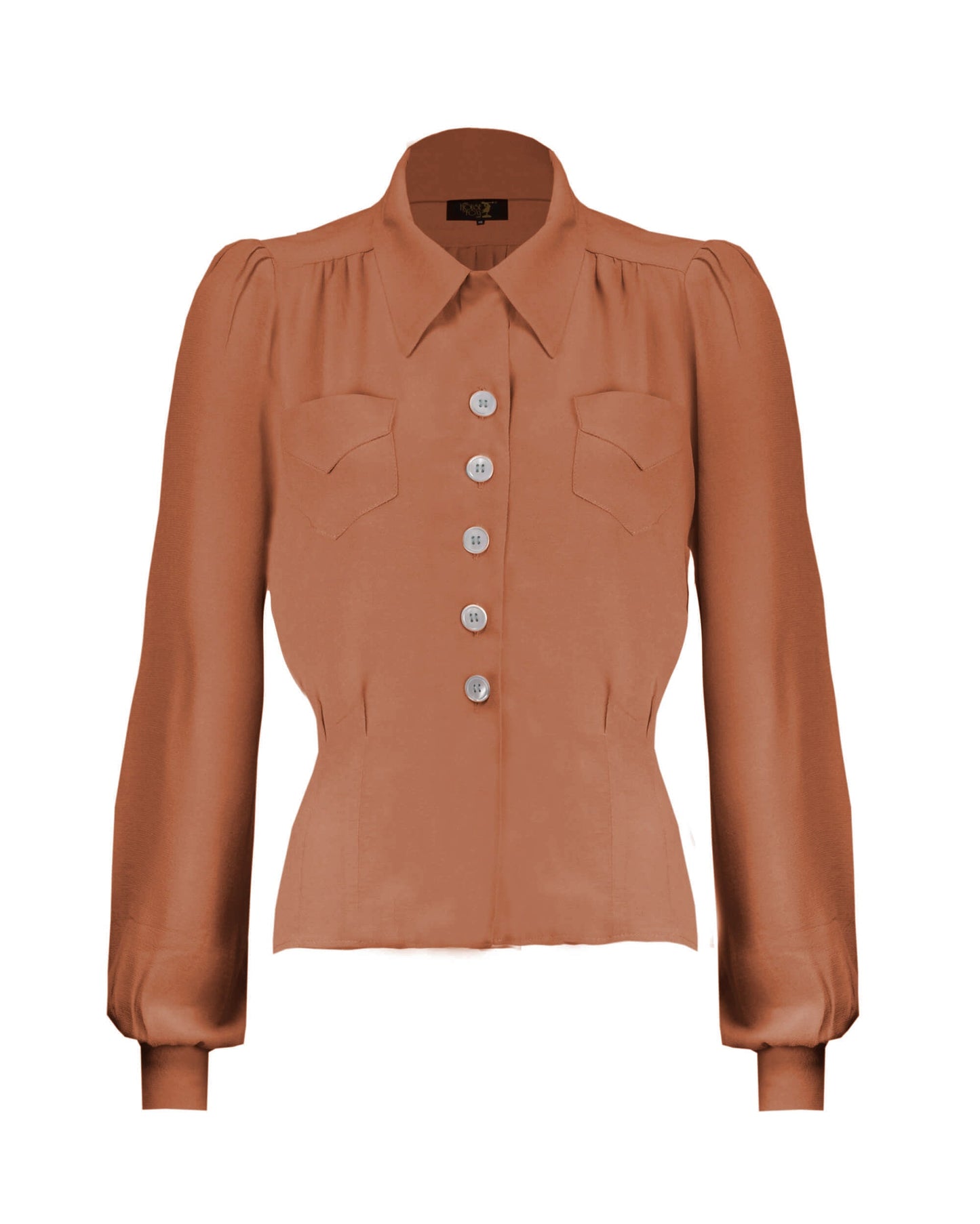 The House of Foxy 40s Sweetheart Blouse Burnt Peach