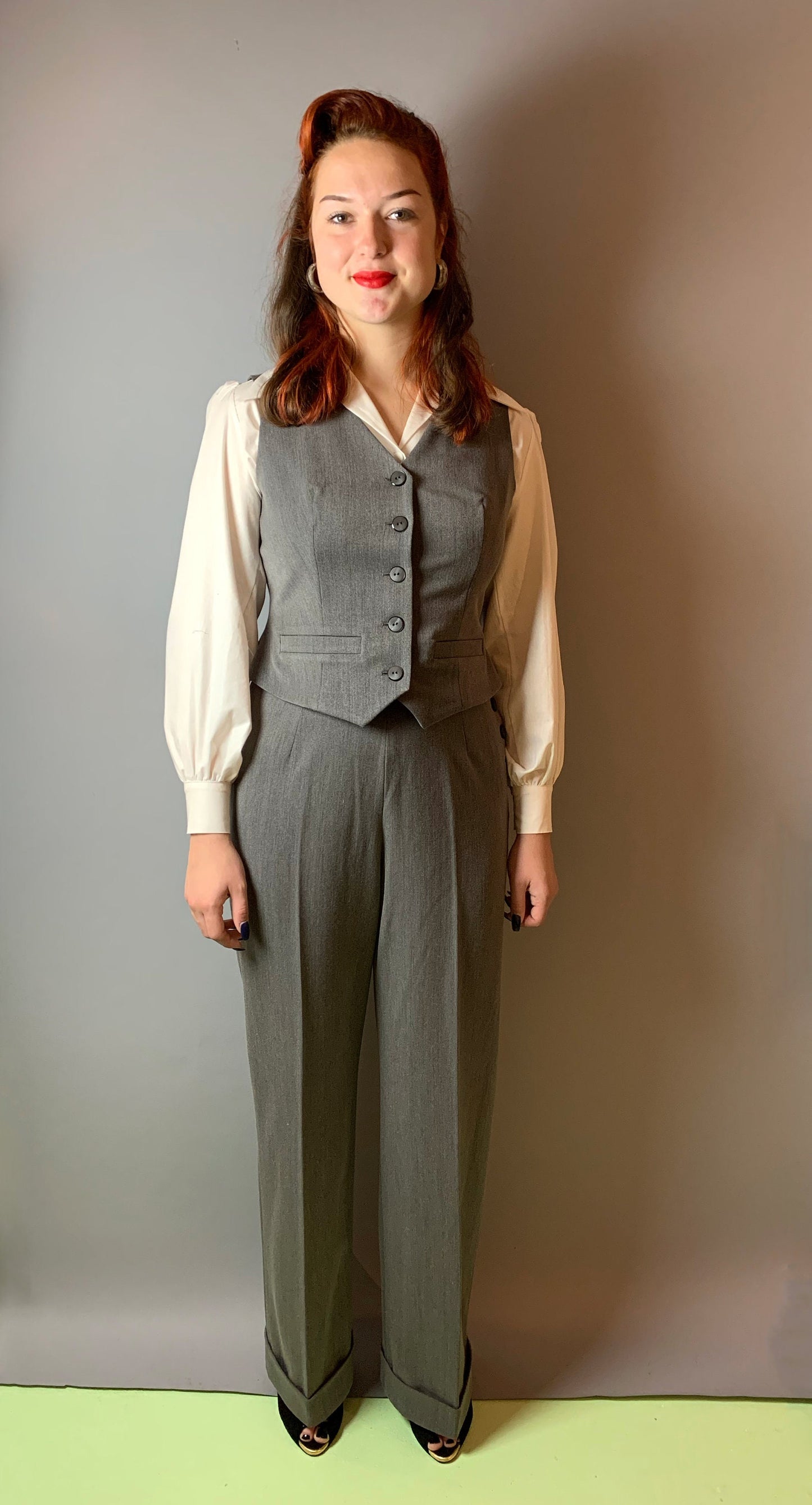 Garbo 1940s Swing Trousers Grey