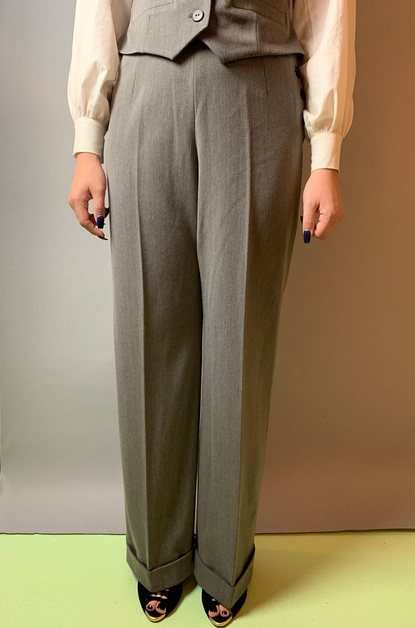 Garbo 1940s Swing Trousers Grey