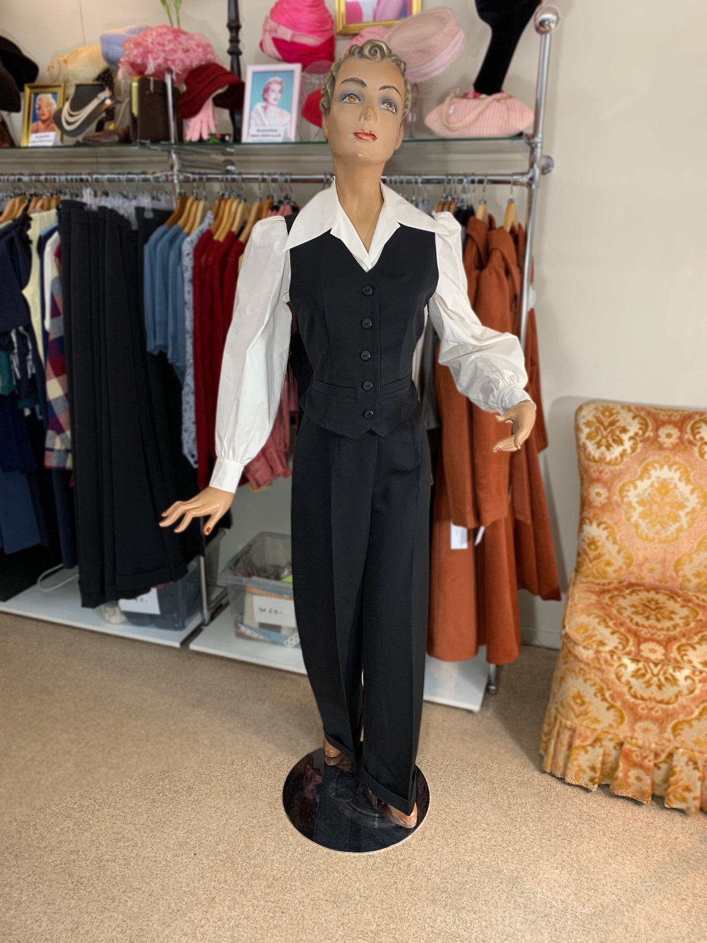 Garbo 1940s Swing Trousers Black