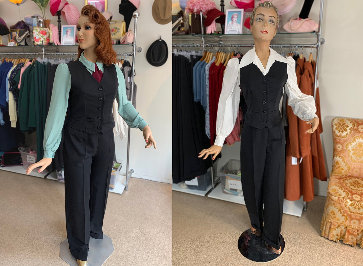 Garbo 1940s Swing Trousers Black