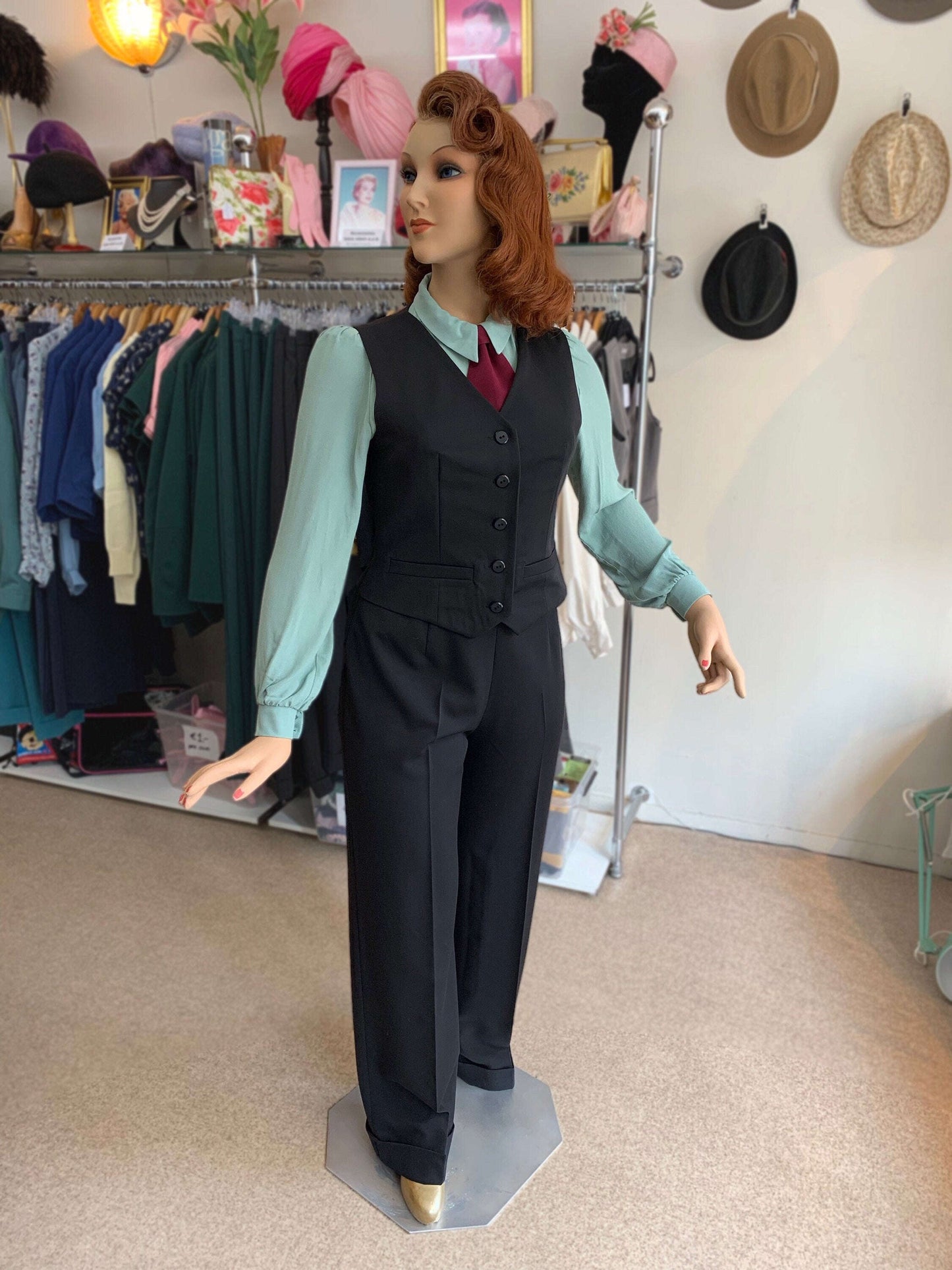 Garbo 1940s Swing Trousers Black Lily Scarlet