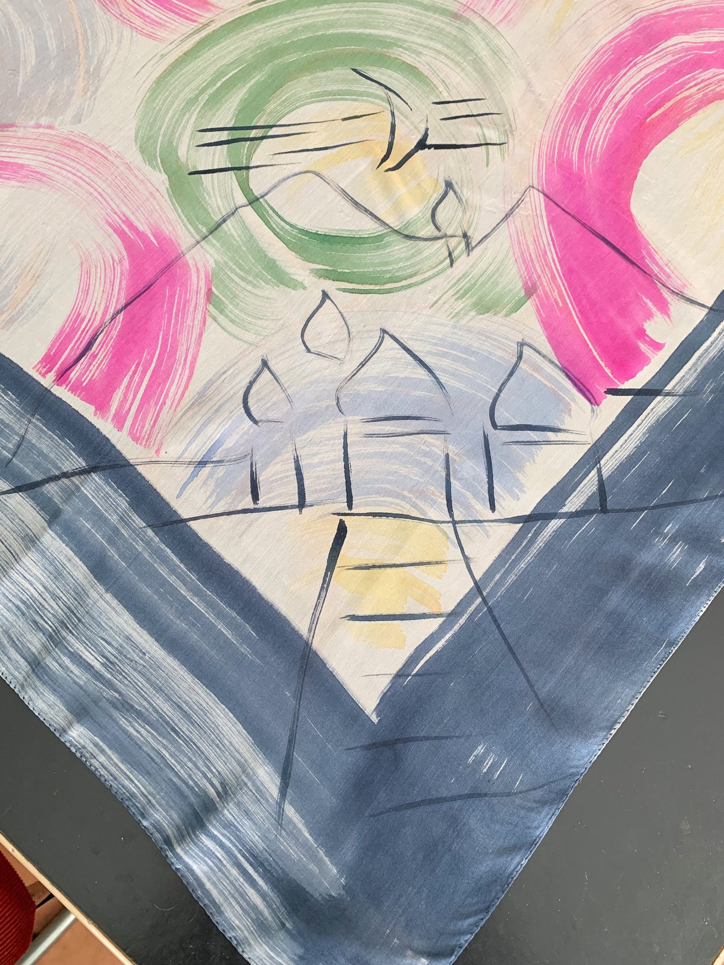 1950s Glentex Silk Middle Eastern Novelty Print Scarf