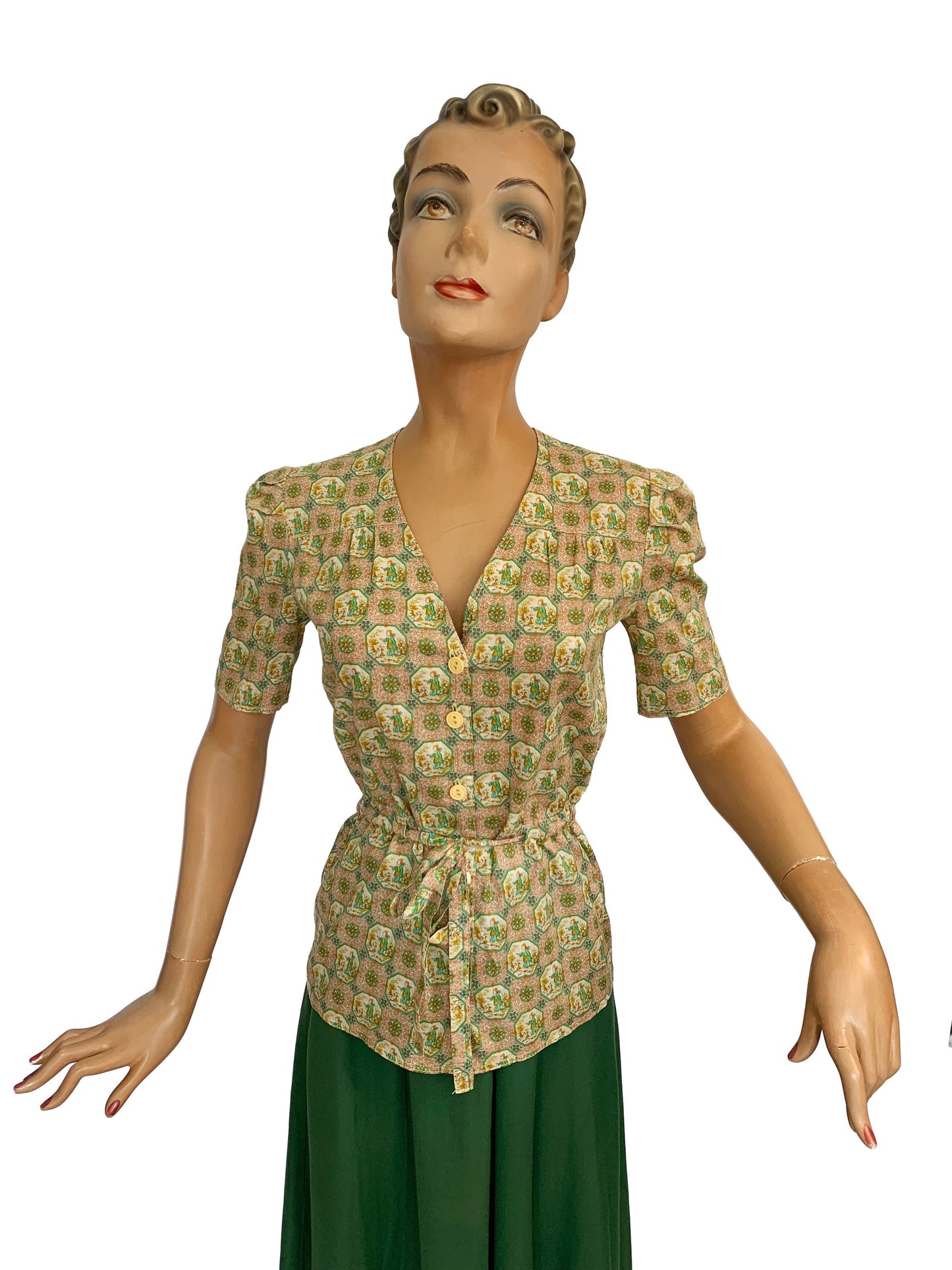 XS | 1970s Does 1940s Poplin Blouse
