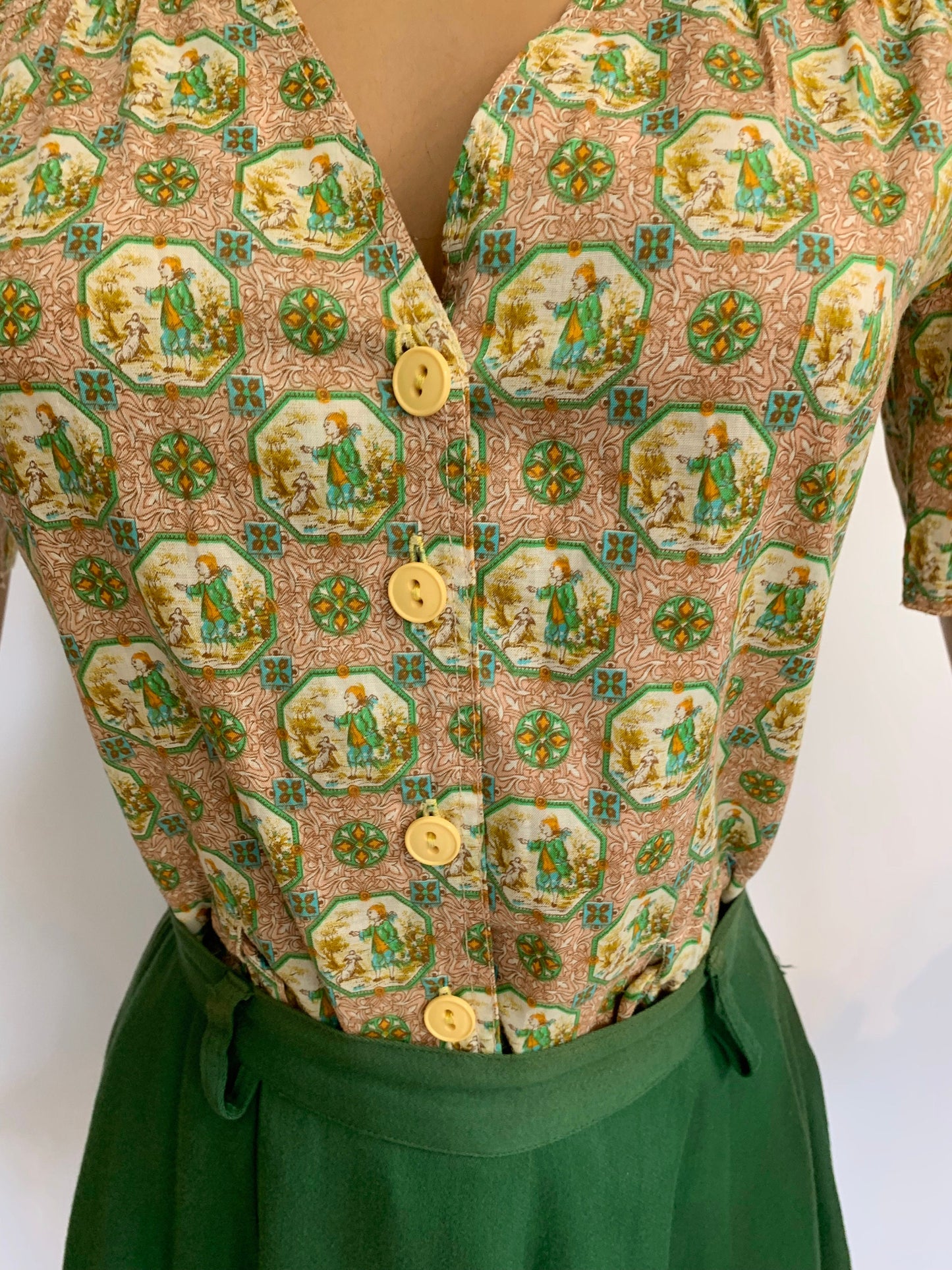 XS | 1970s Does 1940s Poplin Blouse