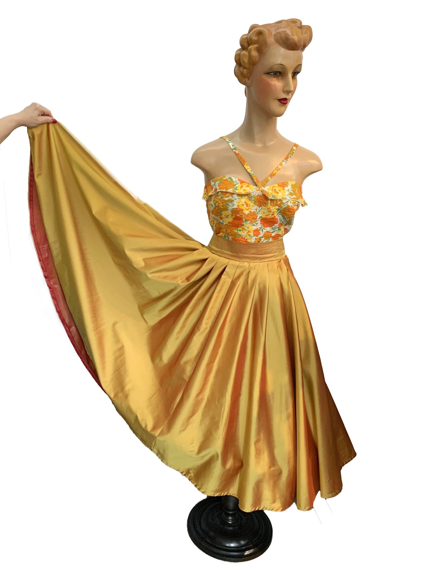Vintage Style Two Tone Changeant Swing Skirt | XL/XXL