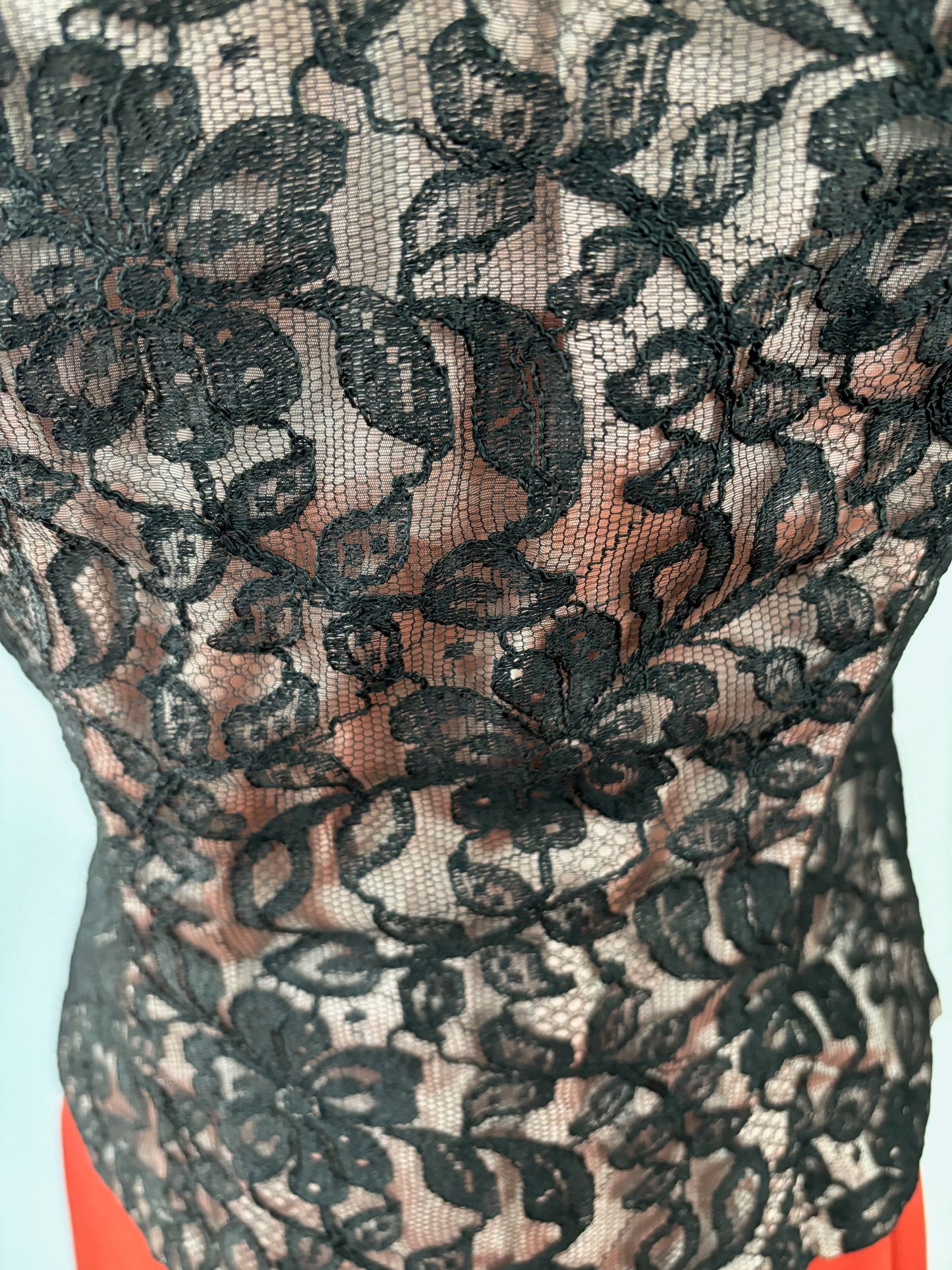 XS | 1950s Lace over Acetate Top