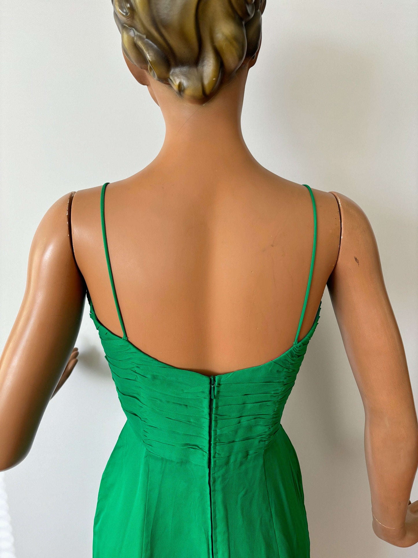 XS | 1950s Green Chiffon Cocktail Dress Lily Scarlet