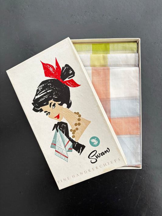 Deadstock Swan Handkerchiefs In Original Box Holland 1950s