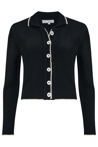 Betty Collared Cardigan in Black