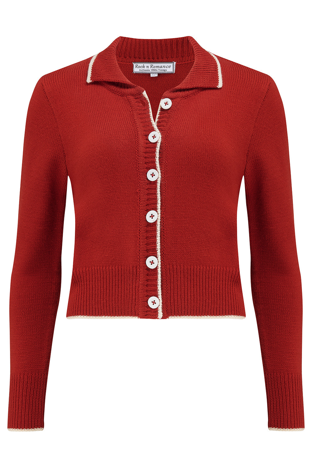 Betty Collared Cardigan in Cherry Red