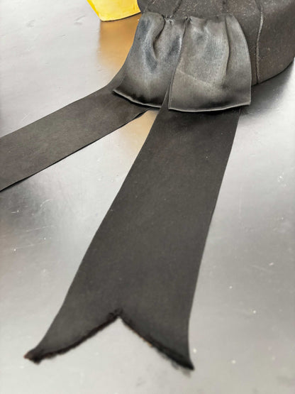 1950s Carolin Paris New York Black Felt Hat With Satin Bow