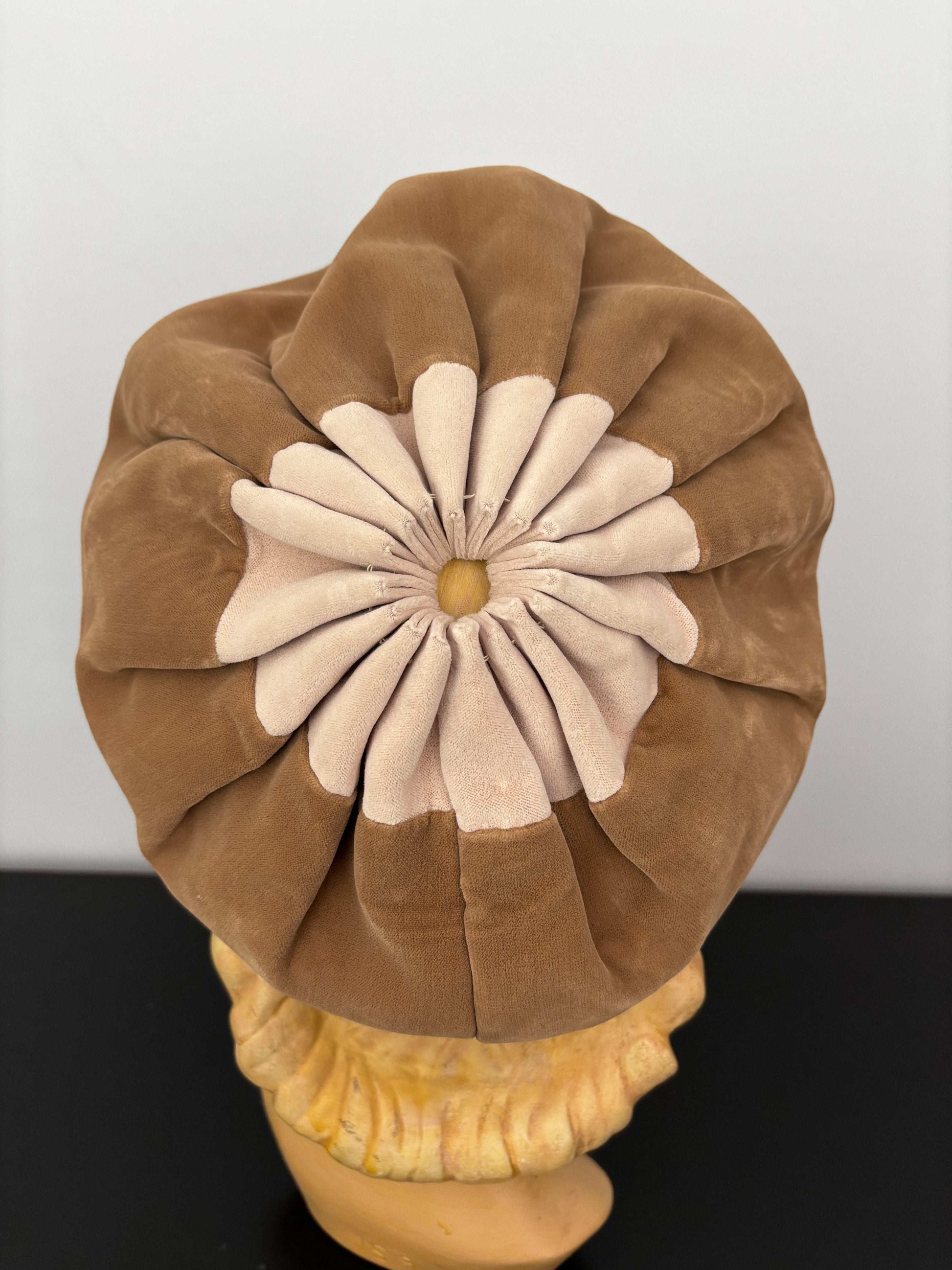 1950s Sylvia New York St. Louis Camel and Black Velvet Hat