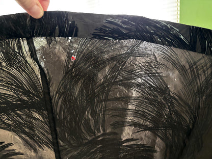 M | 1950s Grey Taffeta Evening Dress with Flock Print