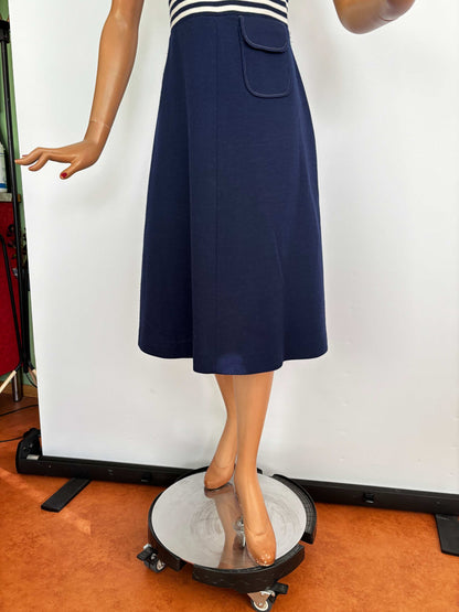 S/M | Early 1960s Courtaulds Courtelle Nautical Knit Dress