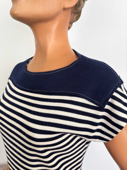 S/M | Early 1960s Courtaulds Courtelle Nautical Knit Dress