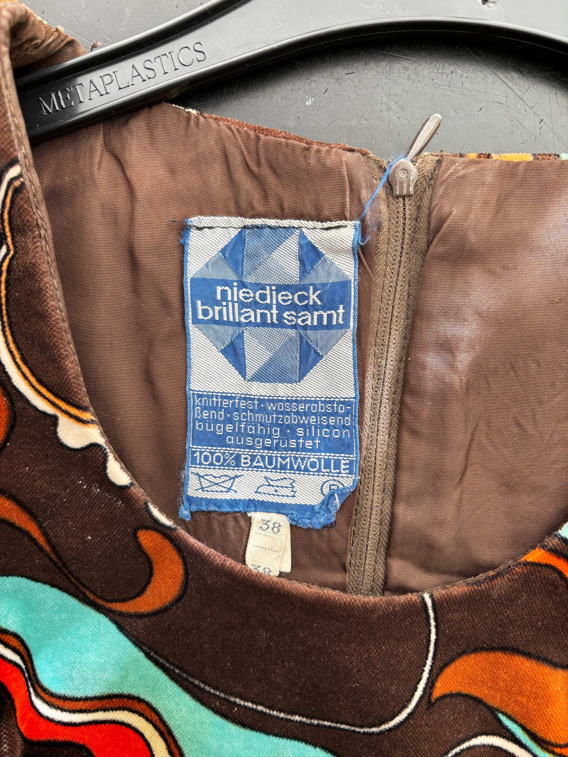 S/M | 1960s Niedieck Psychedelic Velvet Dress