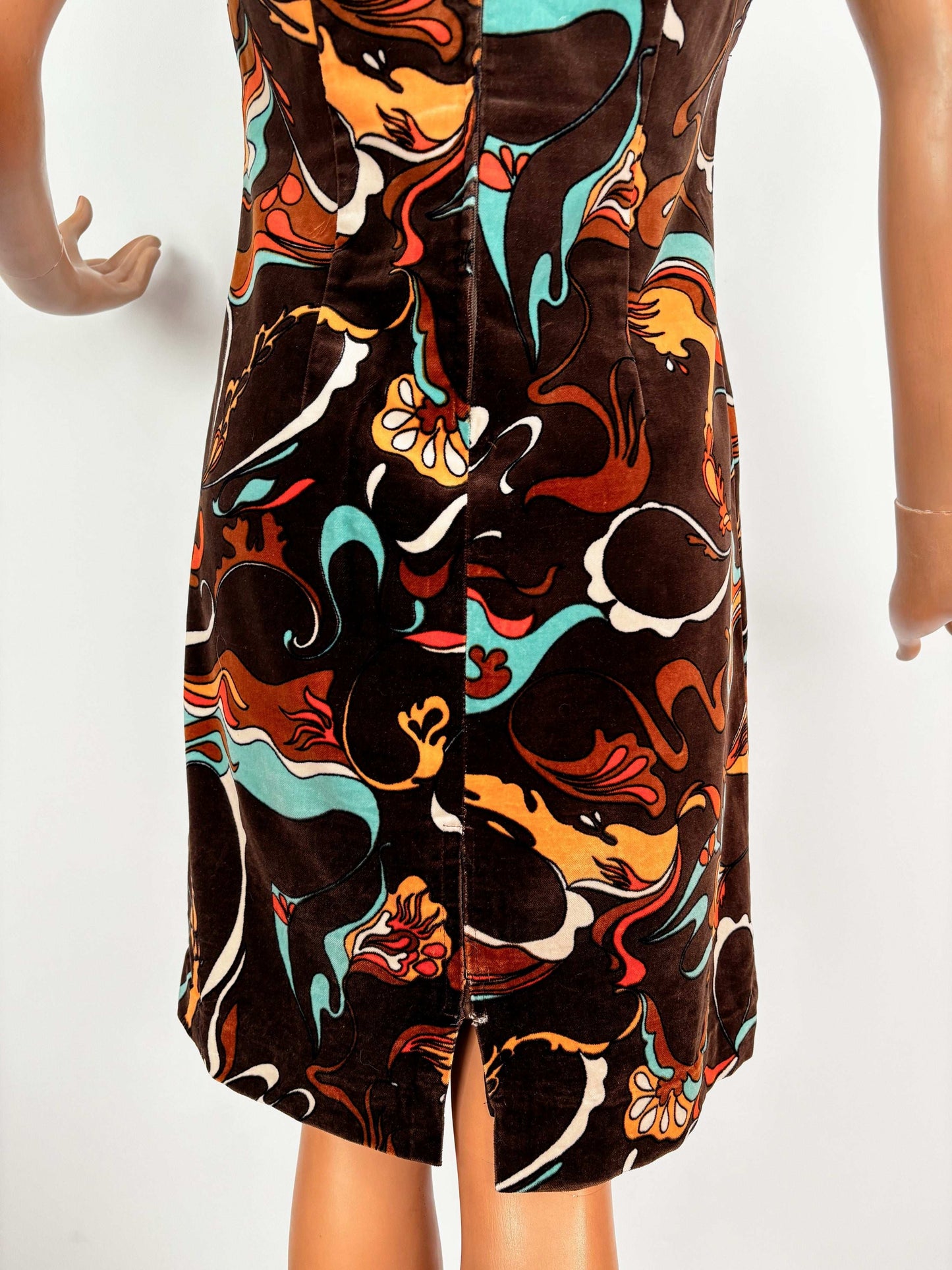 S/M | 1960s Niedieck Psychedelic Velvet Dress