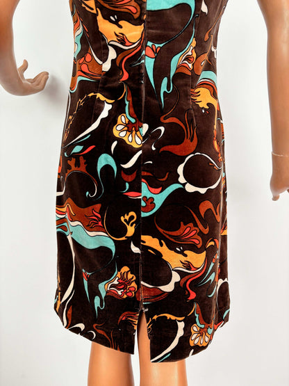 S/M | 1960s Niedieck Psychedelic Velvet Dress