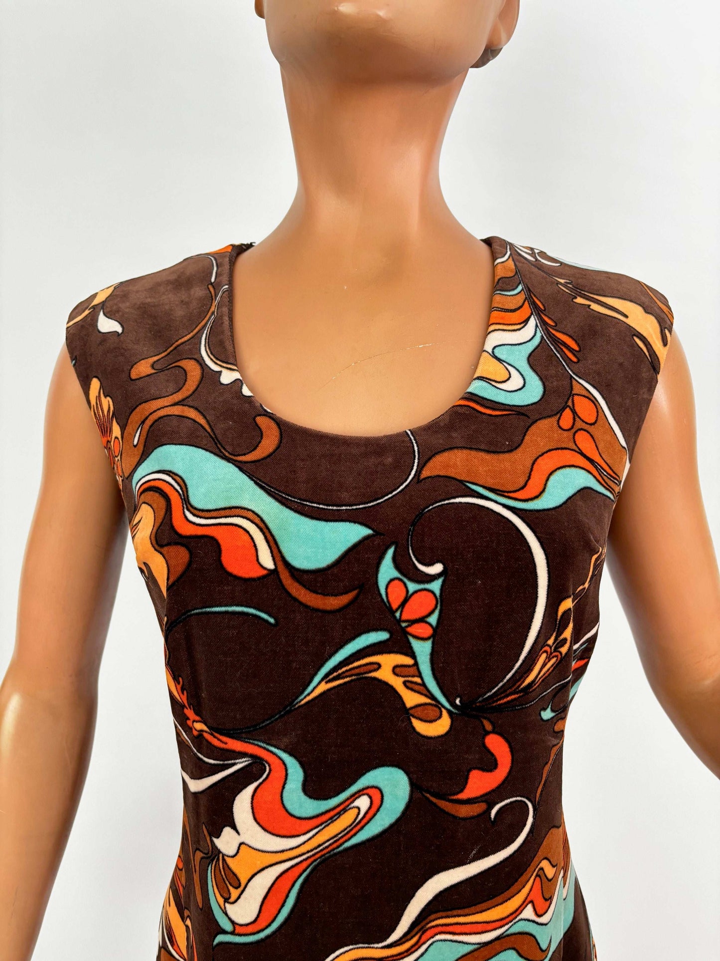 S/M | 1960s Niedieck Psychedelic Velvet Dress