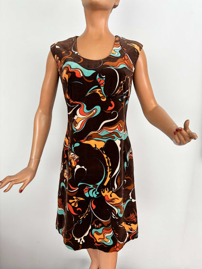 S/M | 1960s Niedieck Psychedelic Velvet Dress