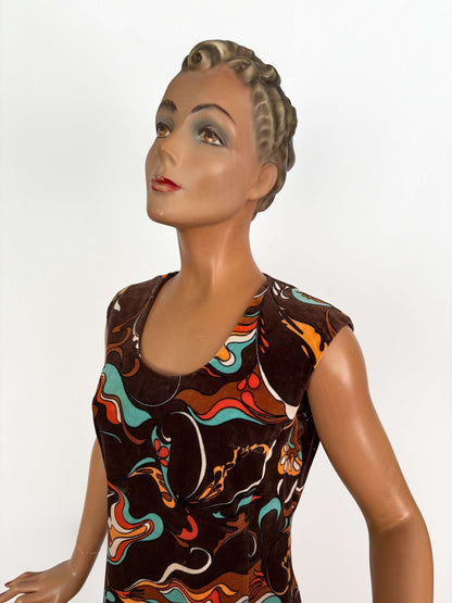S/M | 1960s Niedieck Psychedelic Velvet Dress