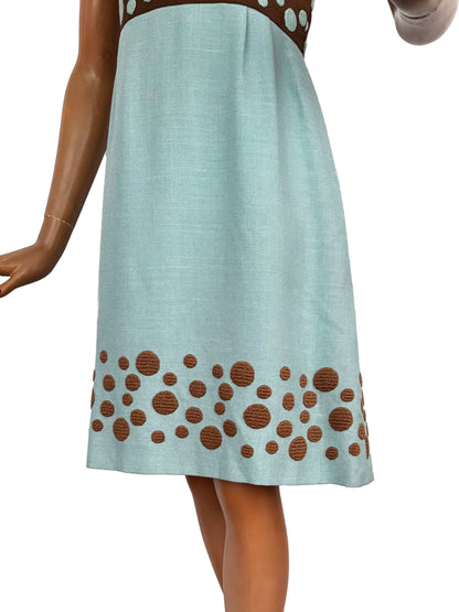 M | 1960s Hazel And Blue Op-Art Dress