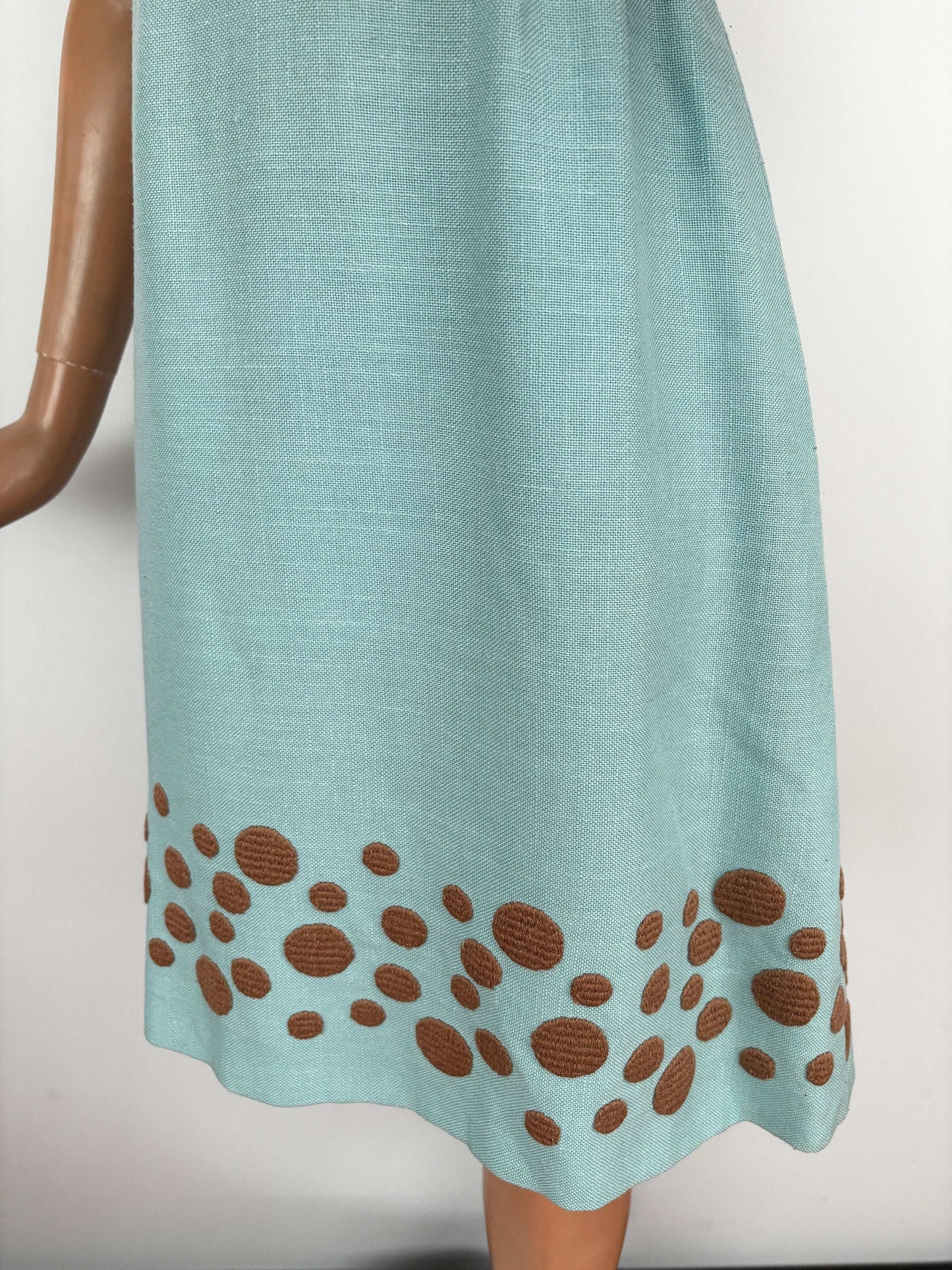 M | 1960s Hazel And Blue Op-Art Dress