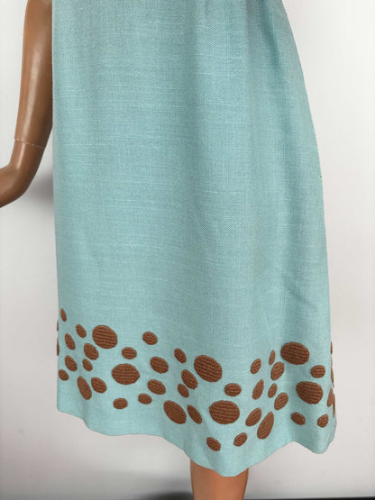 M | 1960s Hazel And Blue Op-Art Dress