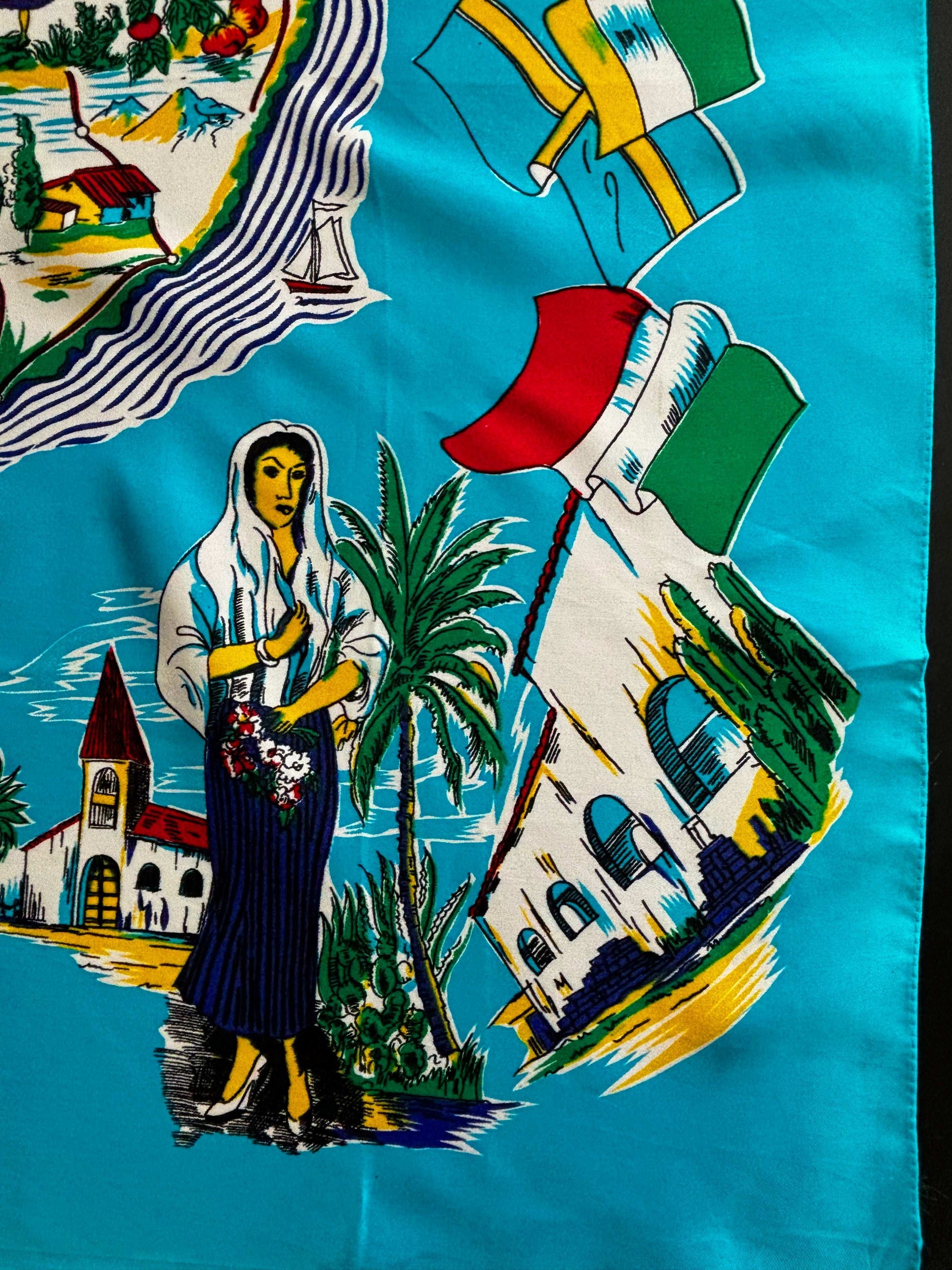 1950s/60s Las Palmas Souvenir Scarf | 76x80 cm