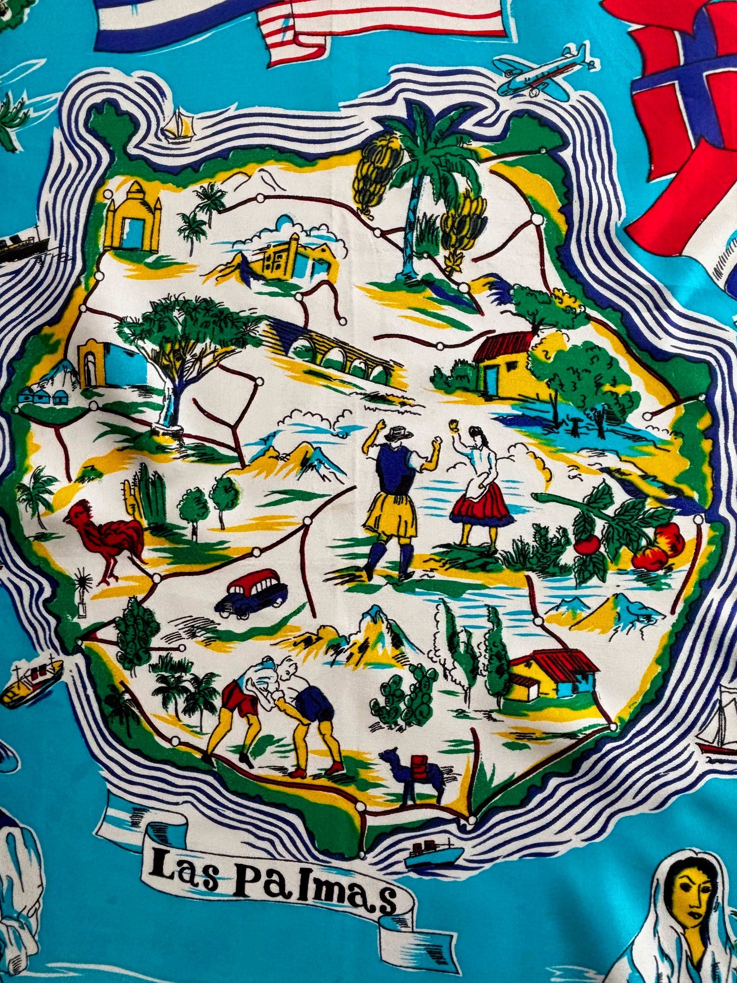 1950s/60s Las Palmas Souvenir Scarf | 76x80 cm