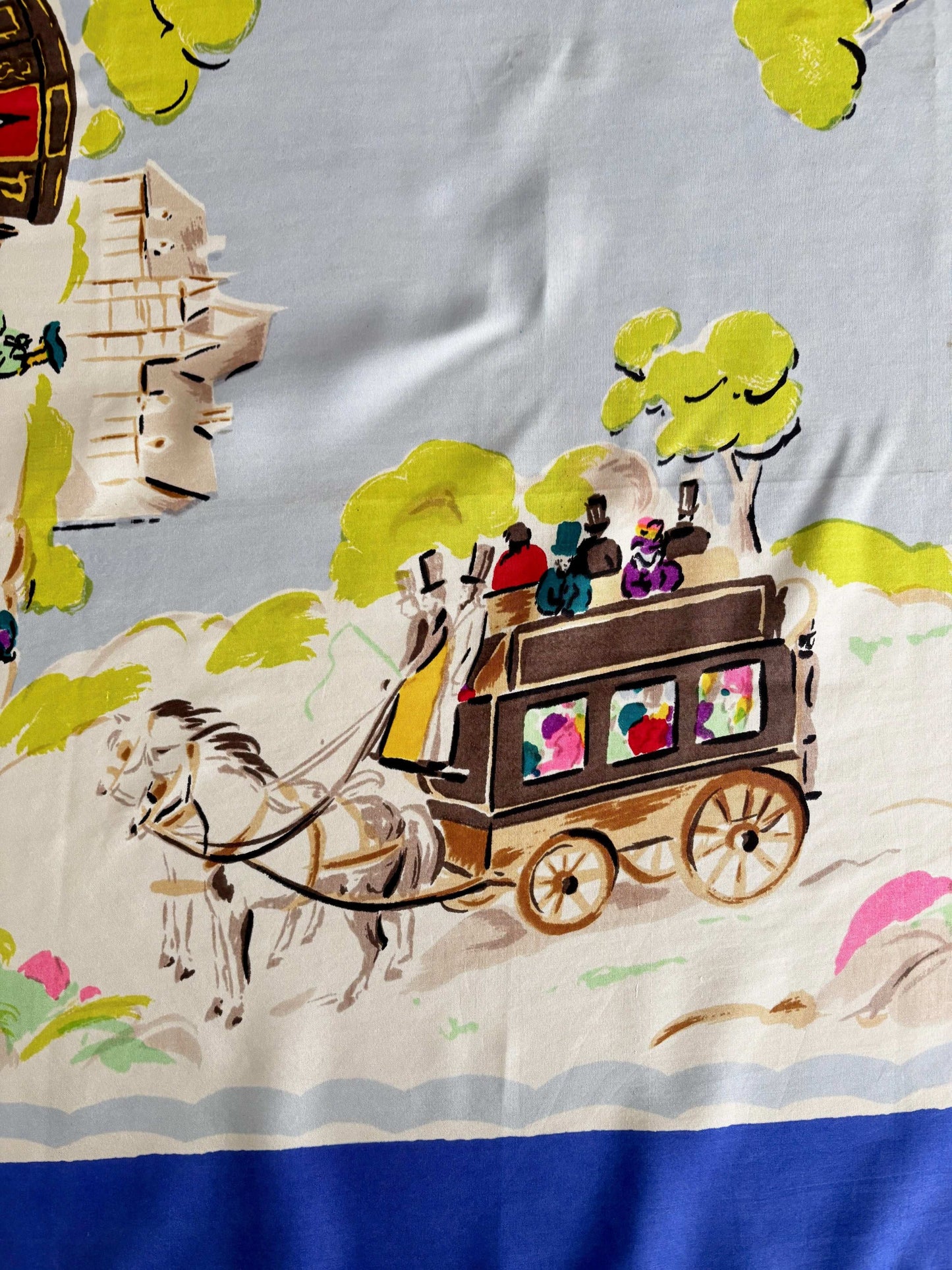 Deadstock French Scarf With Carriage Scene | 80x86 cm