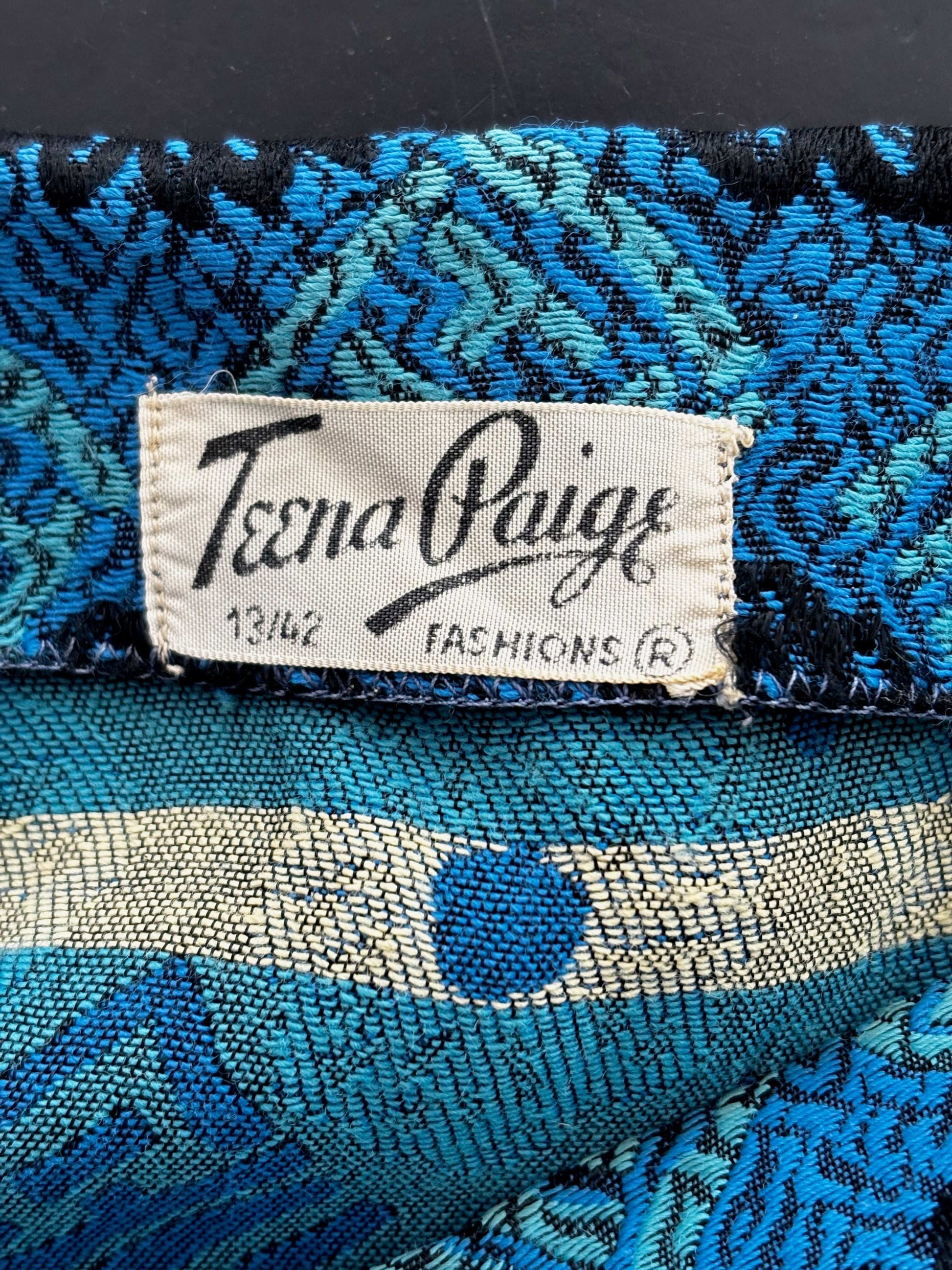 XS/S | 1950s Teena Paige Blue Jacquard Dress