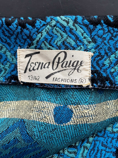 XS/S | 1950s Teena Paige Blue Jacquard Dress