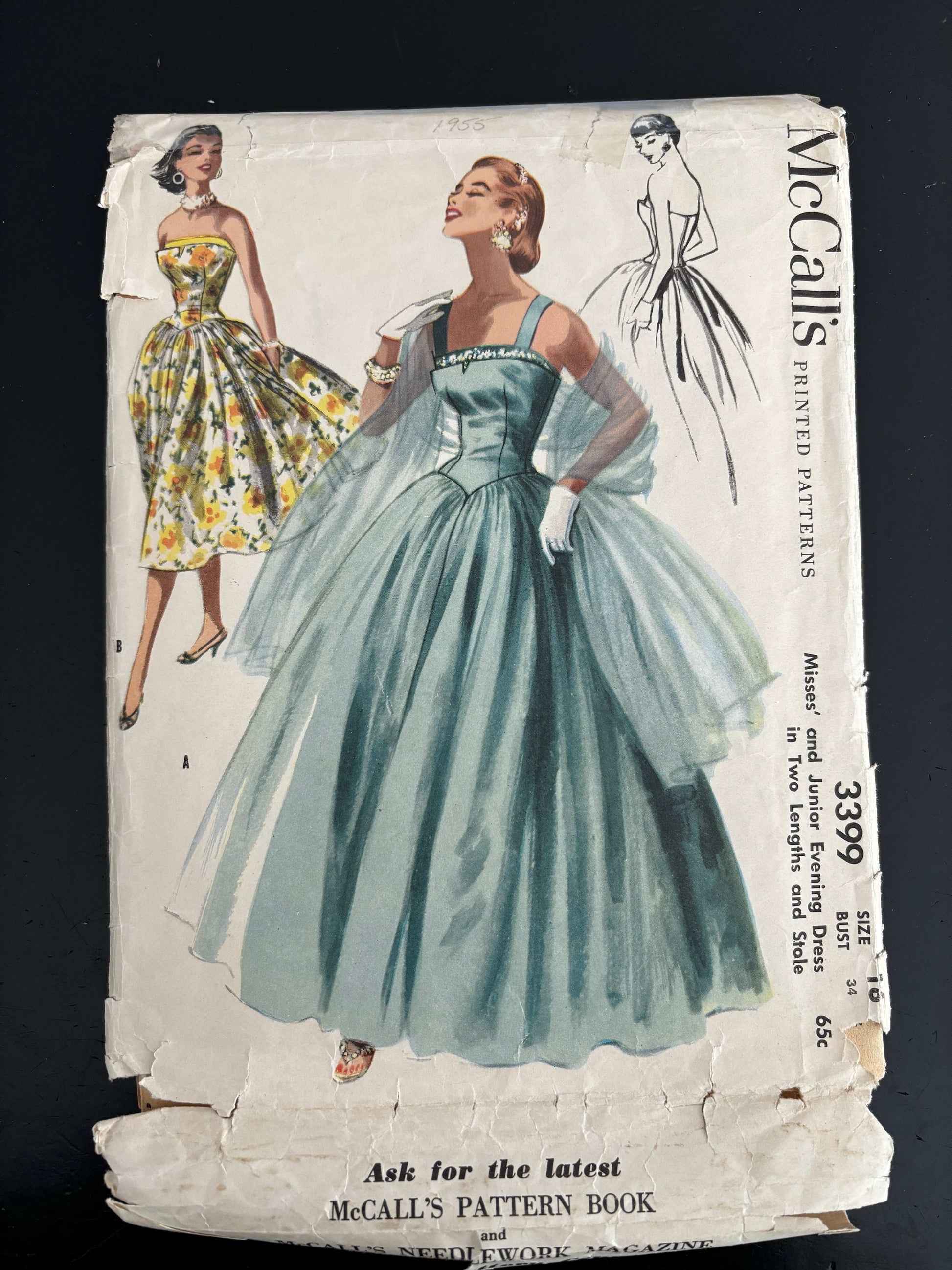 1955 Size 16 Women's Evening Dress - McCall's 3399 Sewing Pattern