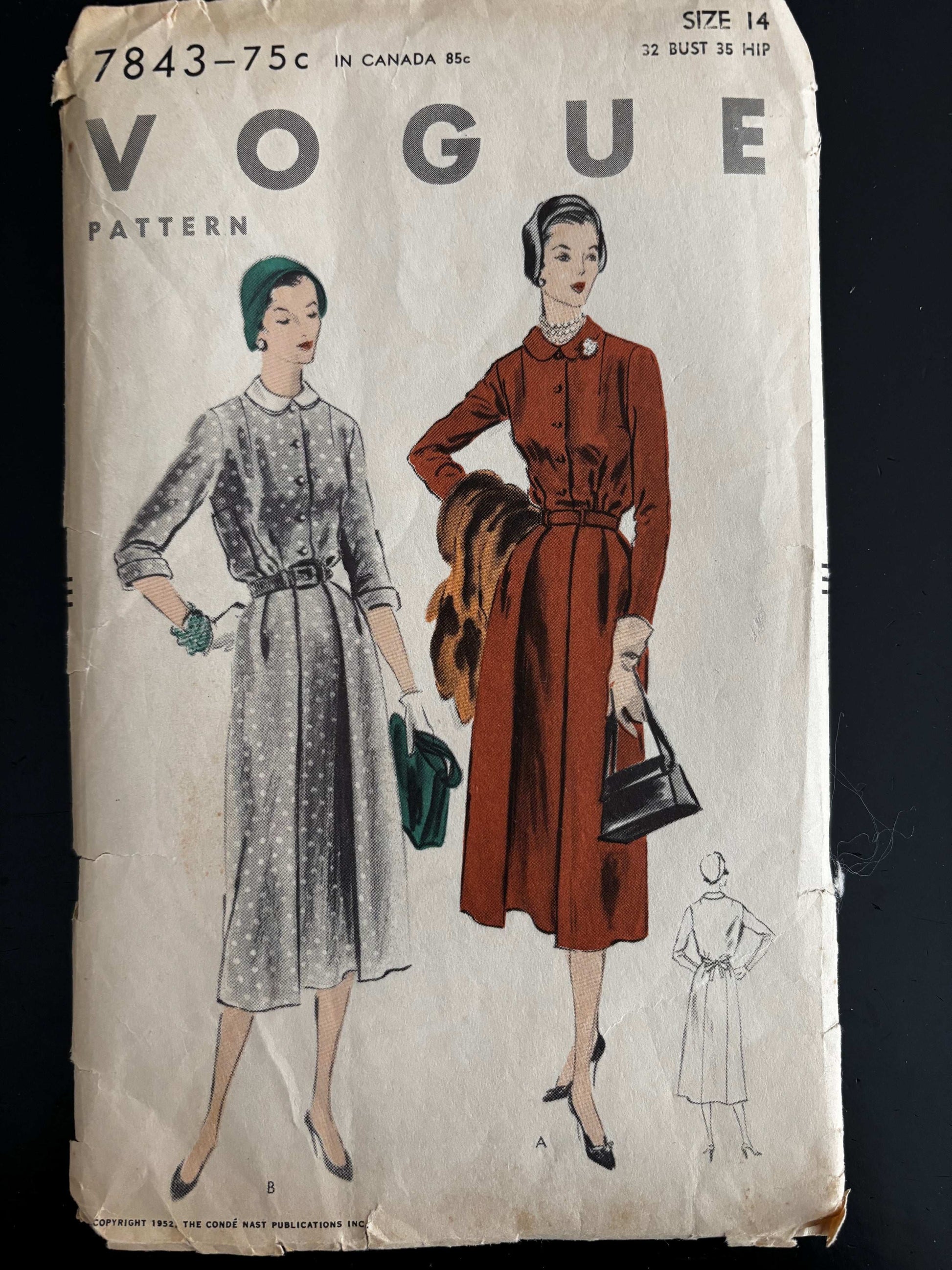 1952 Size 14 One-Piece Maternity Dress – Vogue 7843 Sewing Pattern