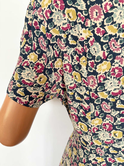 XL | 1940s Crepe Dress With Floral Print